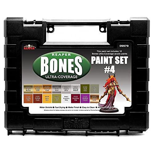 REAPER Miniatures REM09979 Master Series Bones Ultra Coverage Paint Set of 4 - High Quality Acrylic Paints for Miniature Painting, Tabletop Gaming & Wargaming