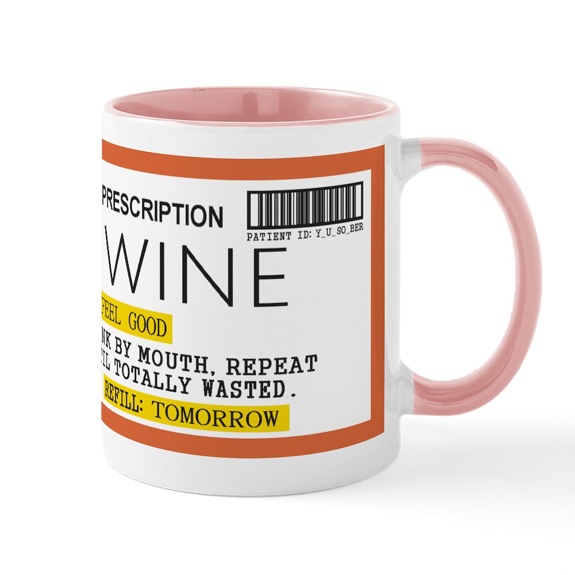 Wine Prescription Ceramic Coffee Mug 11 oz (325 ml) - Funny Doctor-Themed Gift for Wine Lovers, Perfect for Coffee, Tea & Hot Drinks at Home or Office