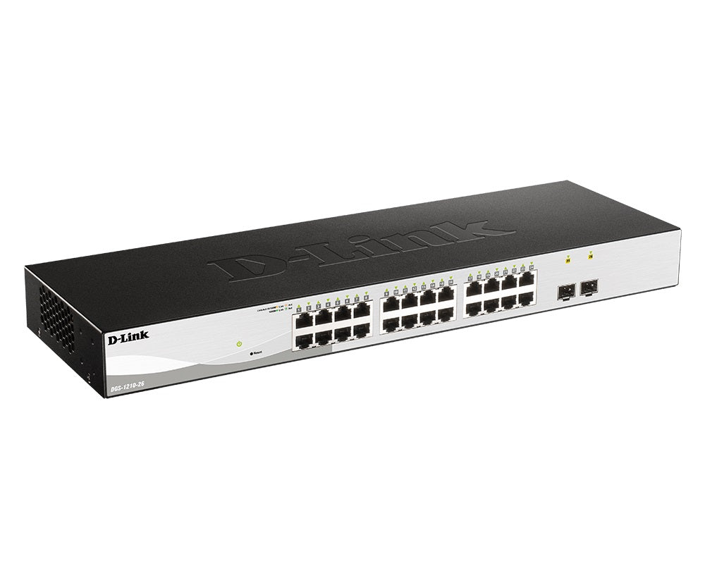 D-Link DGS-1210-26 24-Port Gigabit + 2 SFP Smart Managed Network Switch for Home Office & Small Business Networking