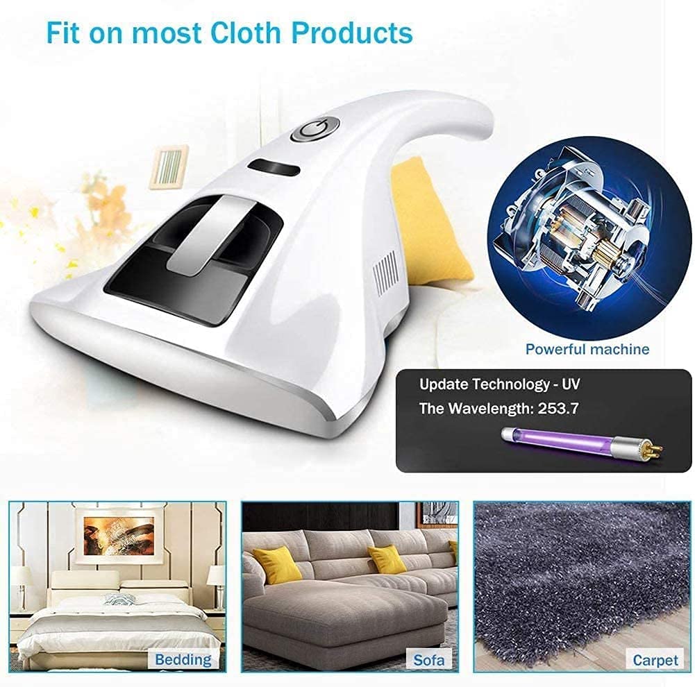 QINCLEARSA Handheld Vacuum Cleaner - Powerful Cordless Mini Vacuum for Mattress, Sofa, Pillow & Curtain Cleaning | Portable Dust Remover for Home, Car & Pet Hair | Compact White Design for Easy Storage & Use