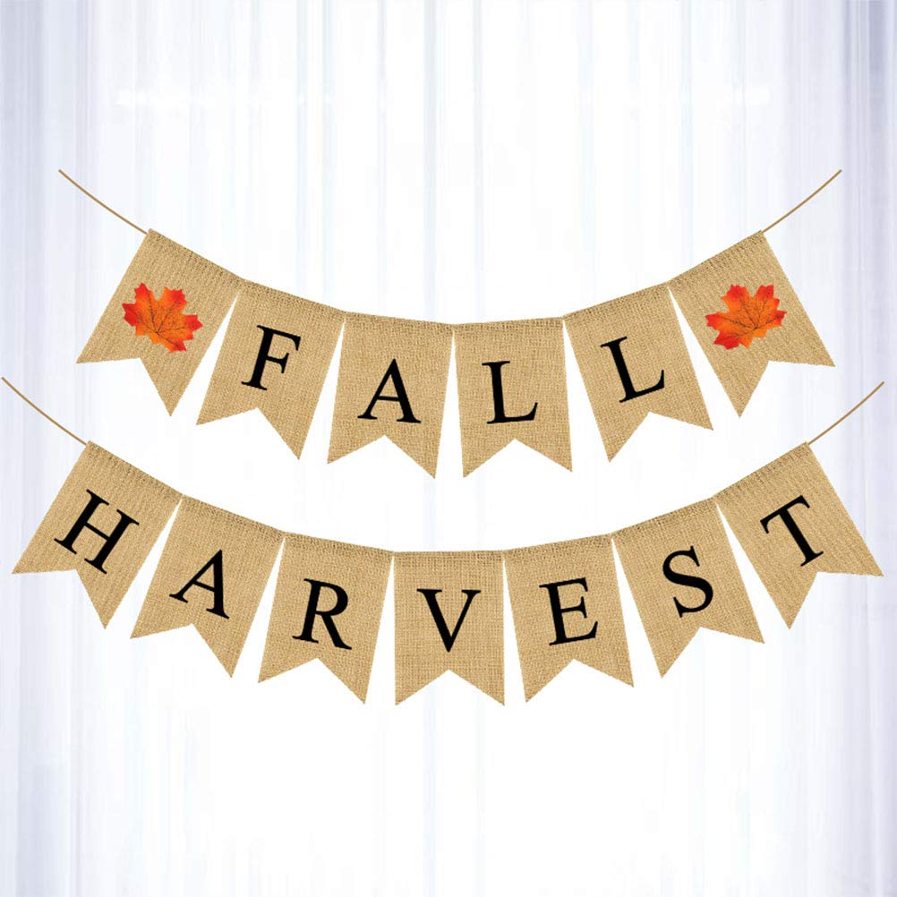 Happy Thanksgiving Banner - Fall Pumpkin Decor, Autumn Burlap Garland, Harvest Swallowtail Banner with Bunting Letters | Perfect for Thanksgiving Party Decorations, Fall Festival, Home & Office Seasonal Decor