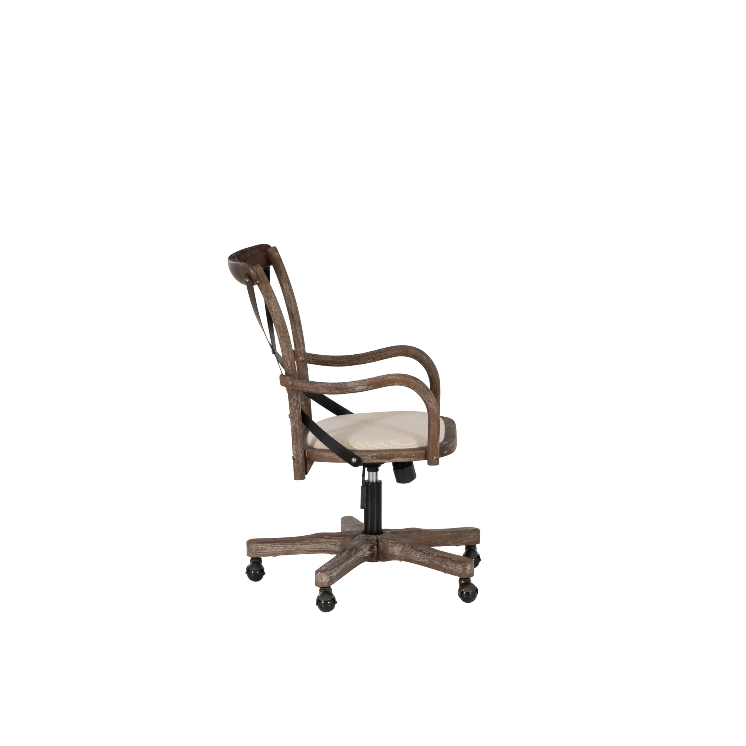 Linon Mavis Grey Fabric Office Chair - Ergonomic Desk Chair for Home & Café - Comfortable Seating for Work, Study, and Dining Areas