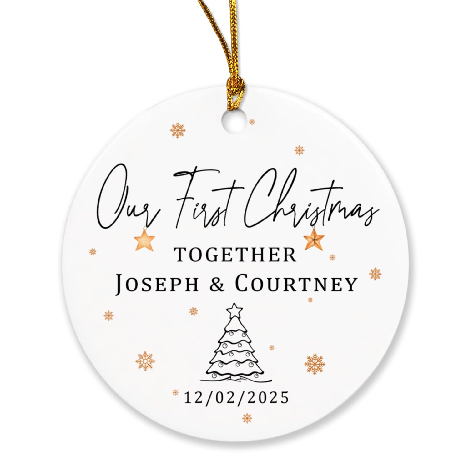 Personalized Couples Christmas Ornament 2025 - Custom First Christmas Together Keepsake Gift for Newlyweds - Perfect for Holiday Tree Decor & Romantic Anniversary Present