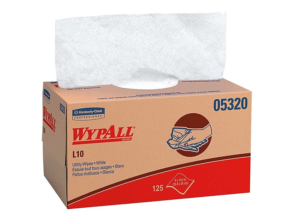 Kimberly Clark KCC05320 WYPALL L10 Utility Wipes - 125 Wipes per Box, 18 Boxes per Carton | Industrial Cleaning, Workshop, Garage & Commercial Use