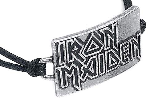 Iron Maiden Logo Unisex Bracelet - Black & Pewter Metal Band for Men & Women | Perfect for Concerts, Gifts & Rock Music Fans