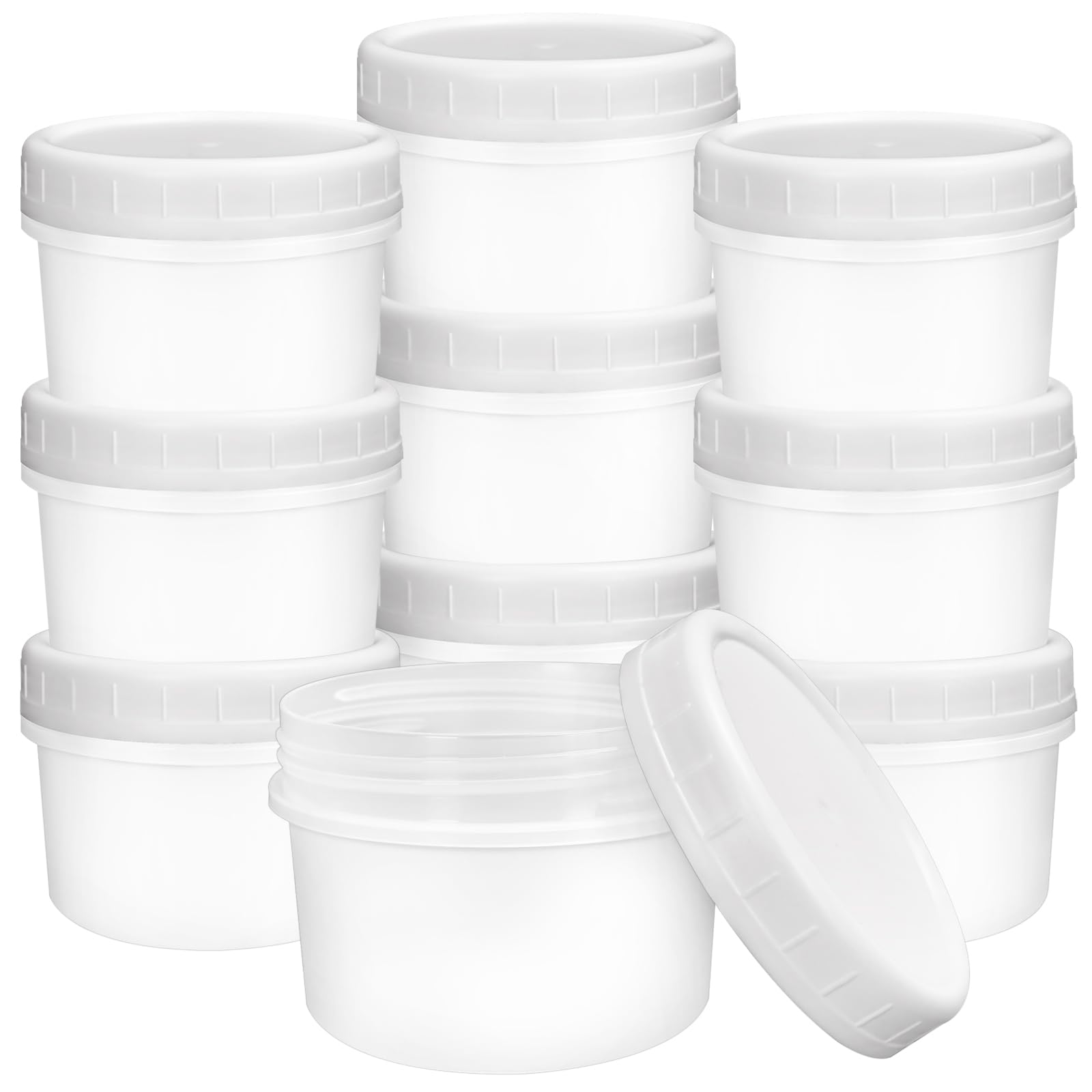 10-Pack 4oz Reusable Plastic Food Storage Containers with Screw Lids - BPA-Free Small Freezer-Safe Deli Containers, Stackable Sauce & Condiment Jars for Meal Prep, Lunch Box, Pantry Organization & Kitchen Storage