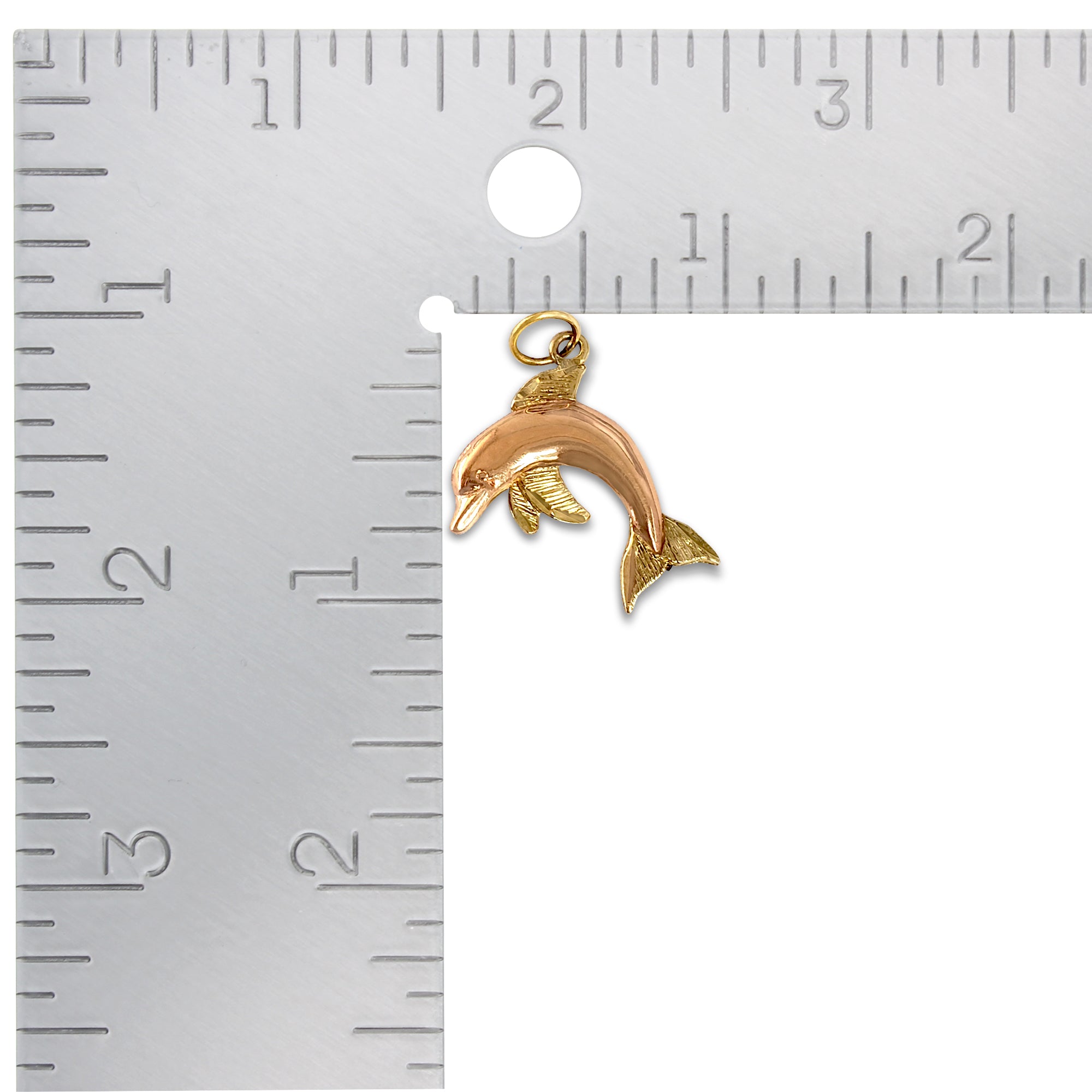 Elegant Polished Rose Gold Dolphin Pendant with Yellow Gold Accents - Perfect for Gifts, Jewelry Making & Ocean-Themed Fashion Accessories