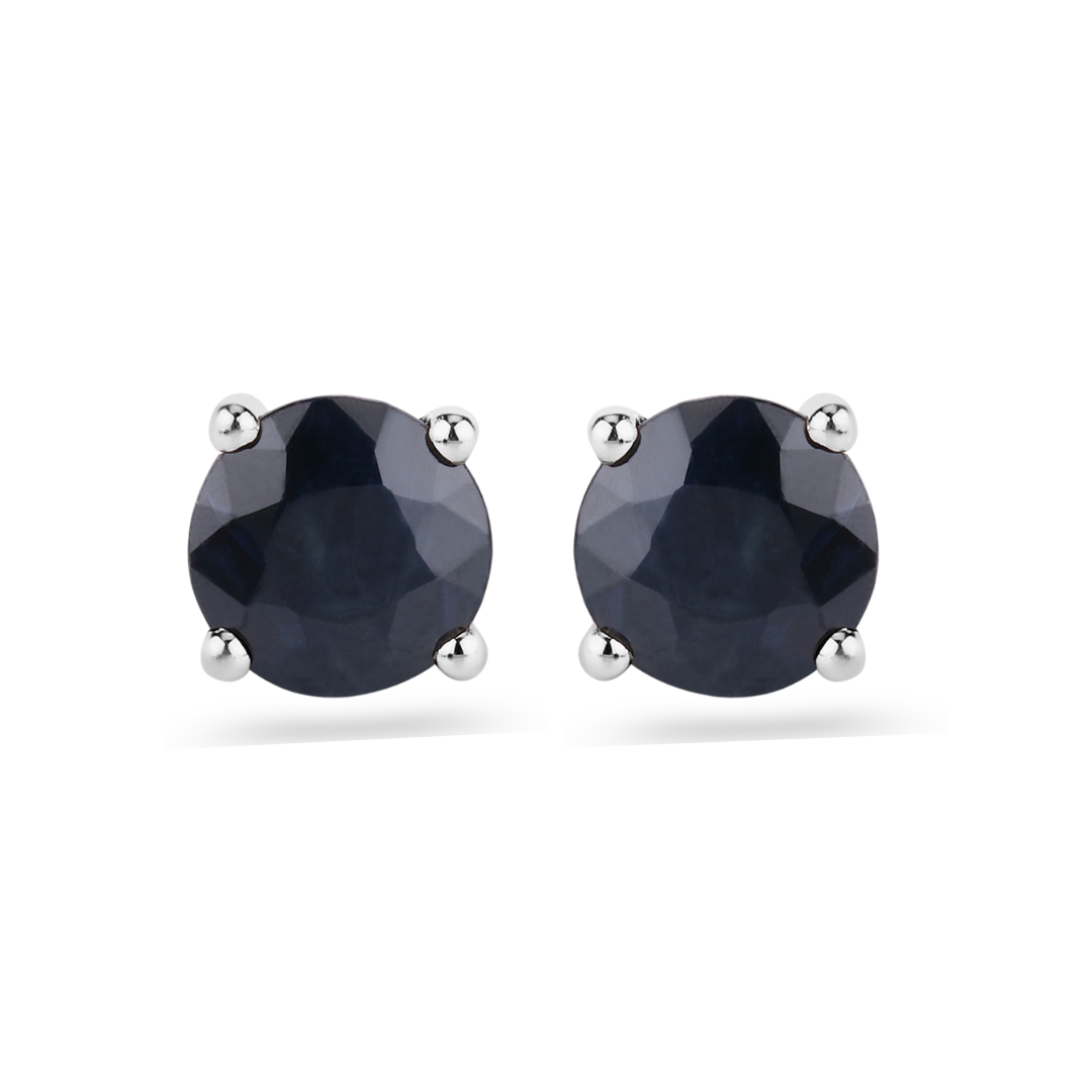10K Gold Blue Sapphire Stud Earrings for Women - Round Cut Genuine Gemstone Jewelry - Perfect for Gifts, Weddings & Everyday Wear
