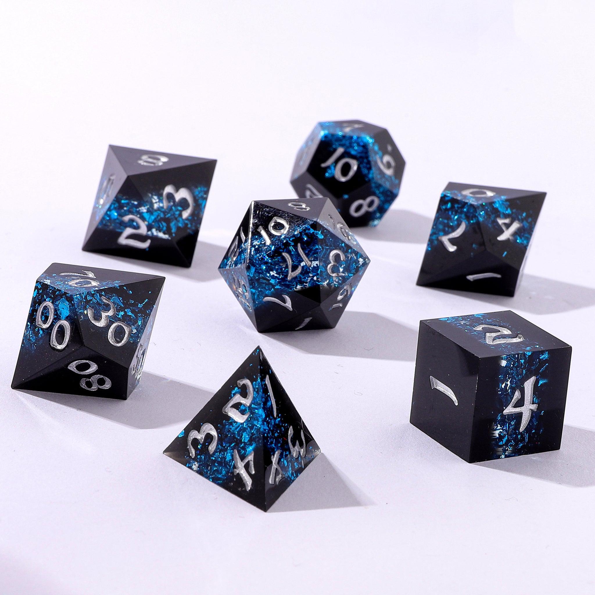 Captured Magic Mana Path Blue 7-Dice RPG Set for Dungeons & Dragons, Pathfinder & Tabletop Roleplaying Games | Premium Polyhedral Dice for Fantasy Gaming & Collectors