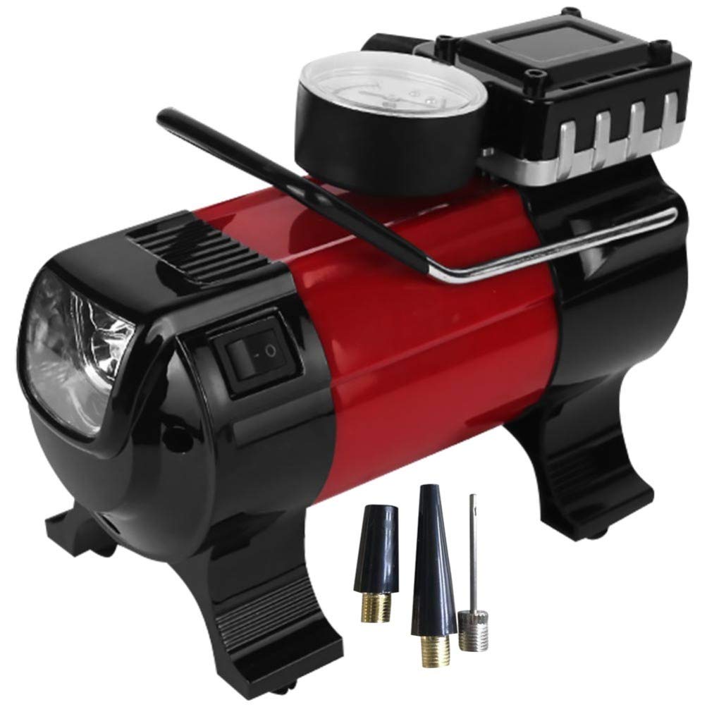 Wakauto 150PSI Portable Electric Air Pump for Car Tires - High Pressure Air Compressor with Digital Pressure Gauge, Fast Inflation for Cars, SUVs, Bikes & Sports Balls (Red, 21.5X15cm) - Perfect for Road Trips, Emergency Use & Home Garage