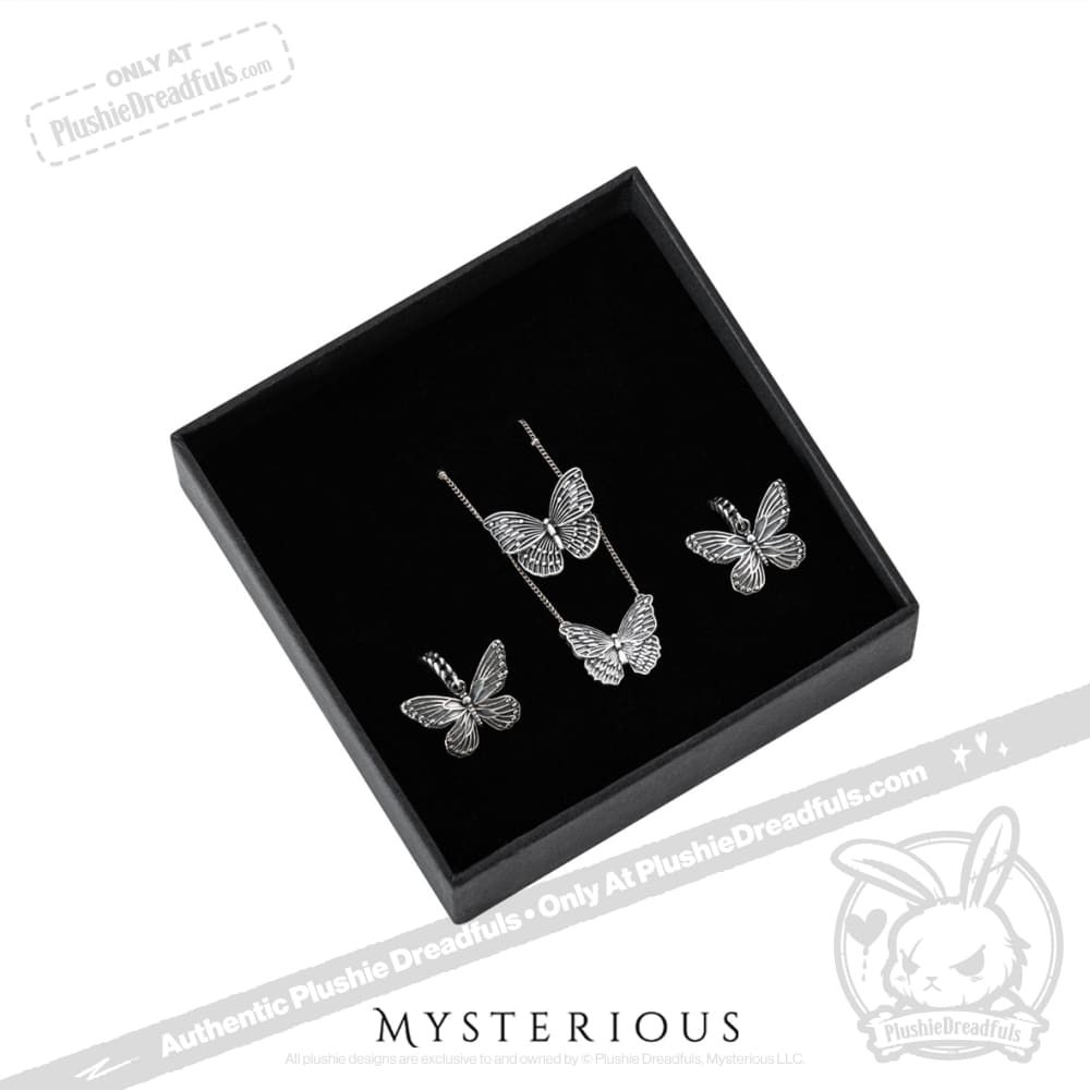 Royal Blue Butterfly Silver Jewelry Set - Elegant Necklace & Earrings for Women, Perfect for Weddings, Parties & Special Occasions