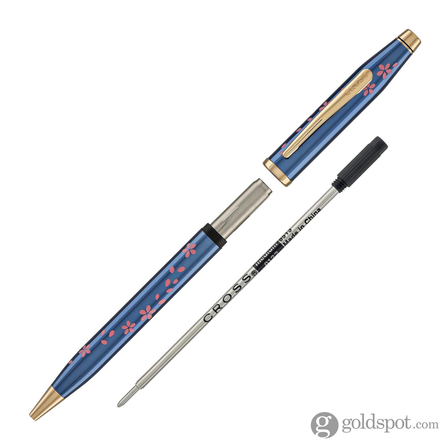 Cross Century II Cherry Blossom Ballpoint Pen - Translucent Blue Lacquer with Polished Rose Gold PVD - Premium Writing Gift for Professionals, Graduates & Collectors - Perfect for Office, Business Meetings & Special Occasions