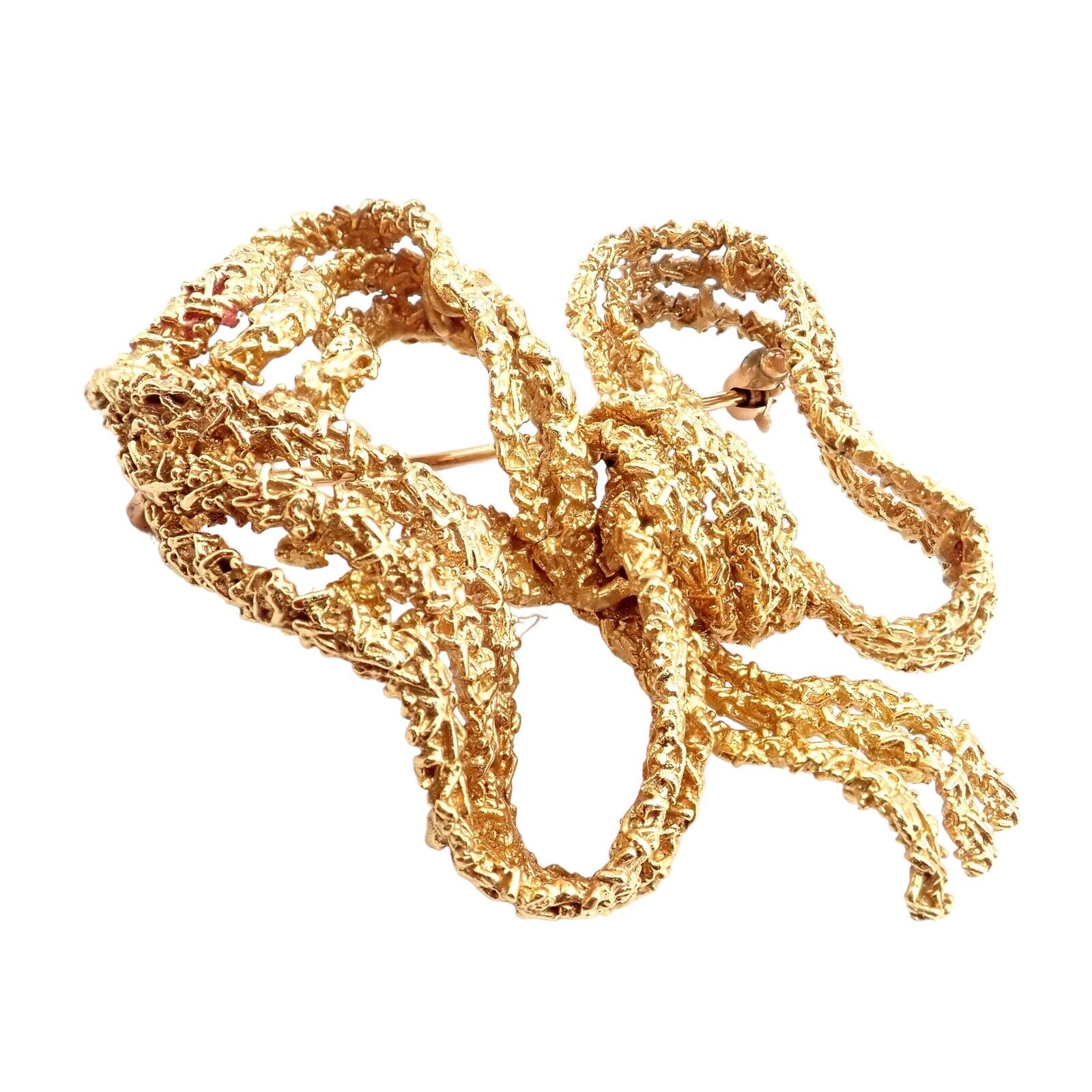 Authentic Vintage Tiffany & Co 18k Yellow Gold Large Ribbon Bow Pin Brooch - Elegant Jewelry Gift for Women, Perfect for Weddings, Parties & Special Occasions