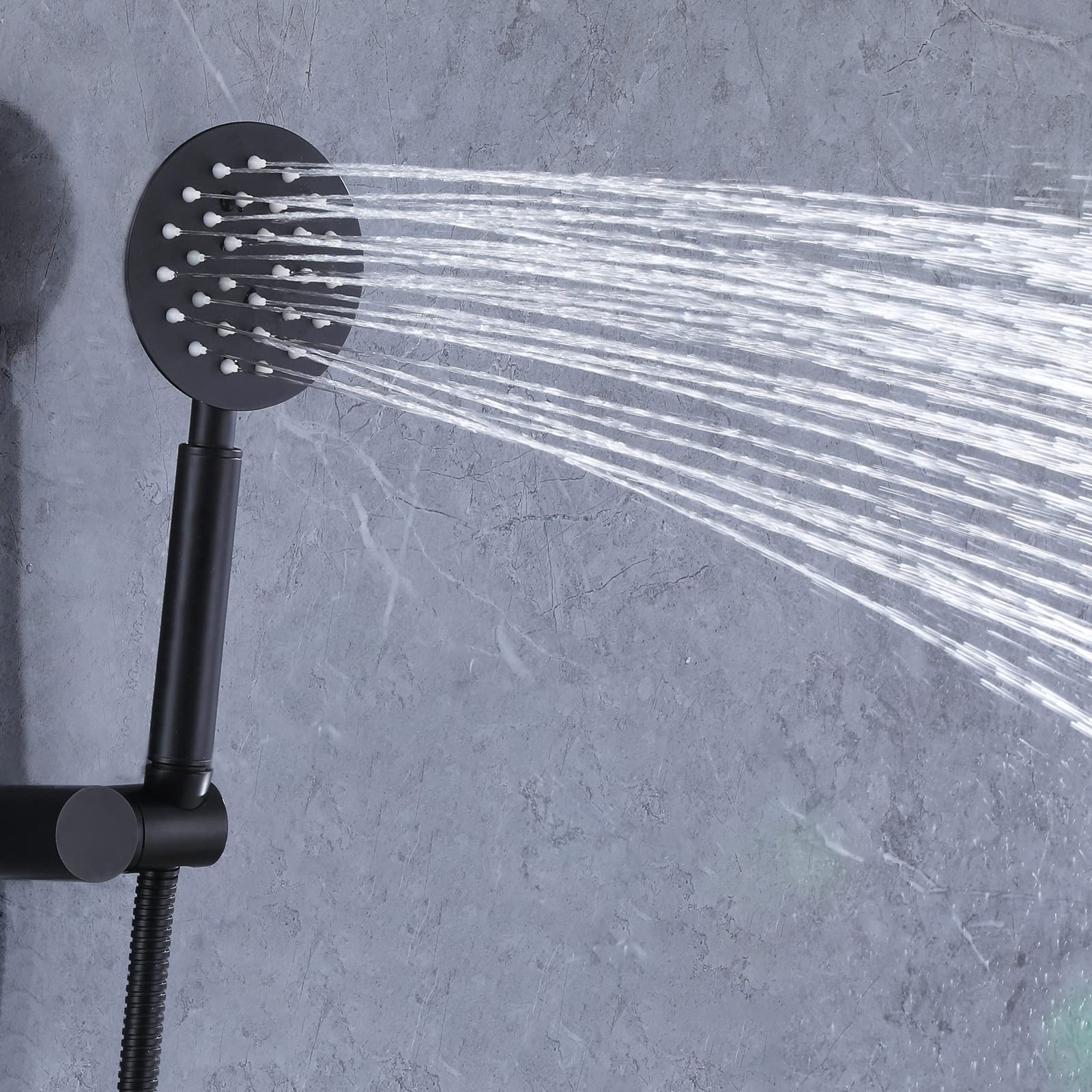 3 Handle Matte Black Shower Faucet Set with 10