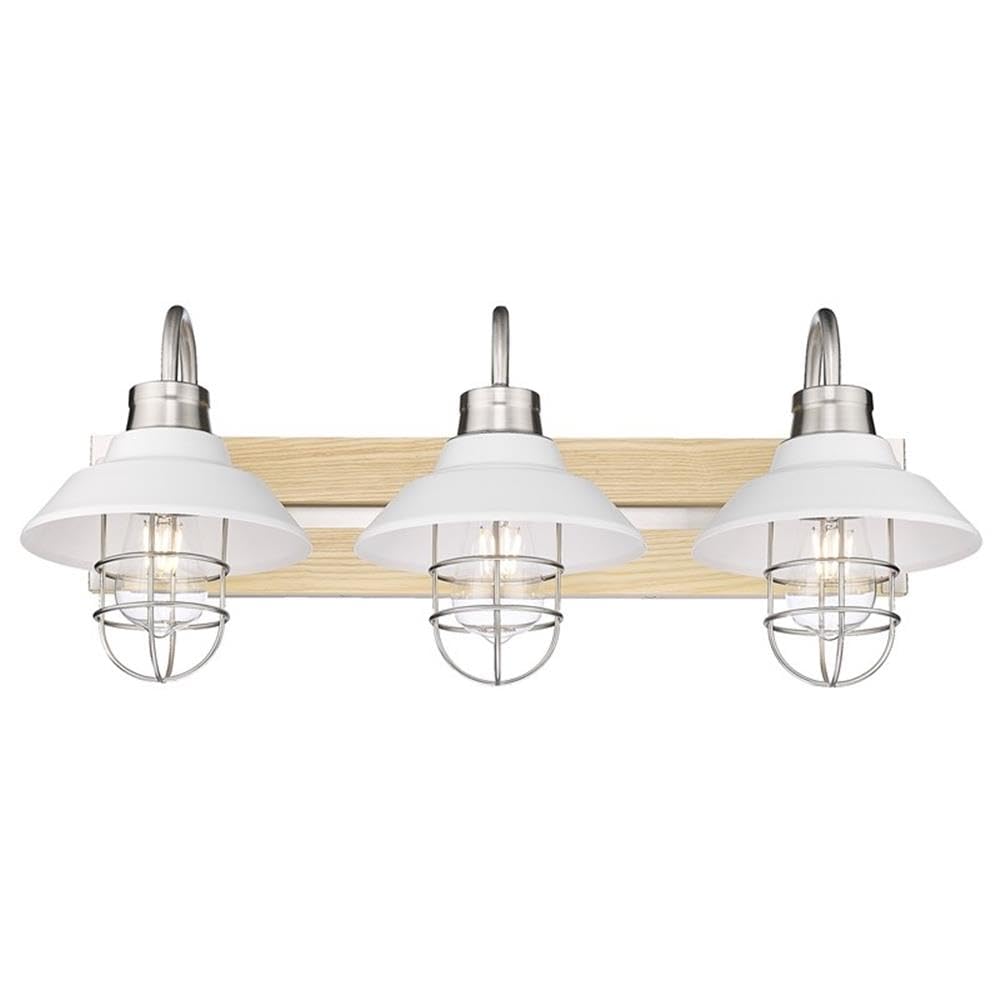 Golden Fraser 3-Light Bathroom Vanity Fixture - Pewter Finish with Matte White Glass Shades - Perfect for Modern Bathrooms, Powder Rooms & Spa Retreats