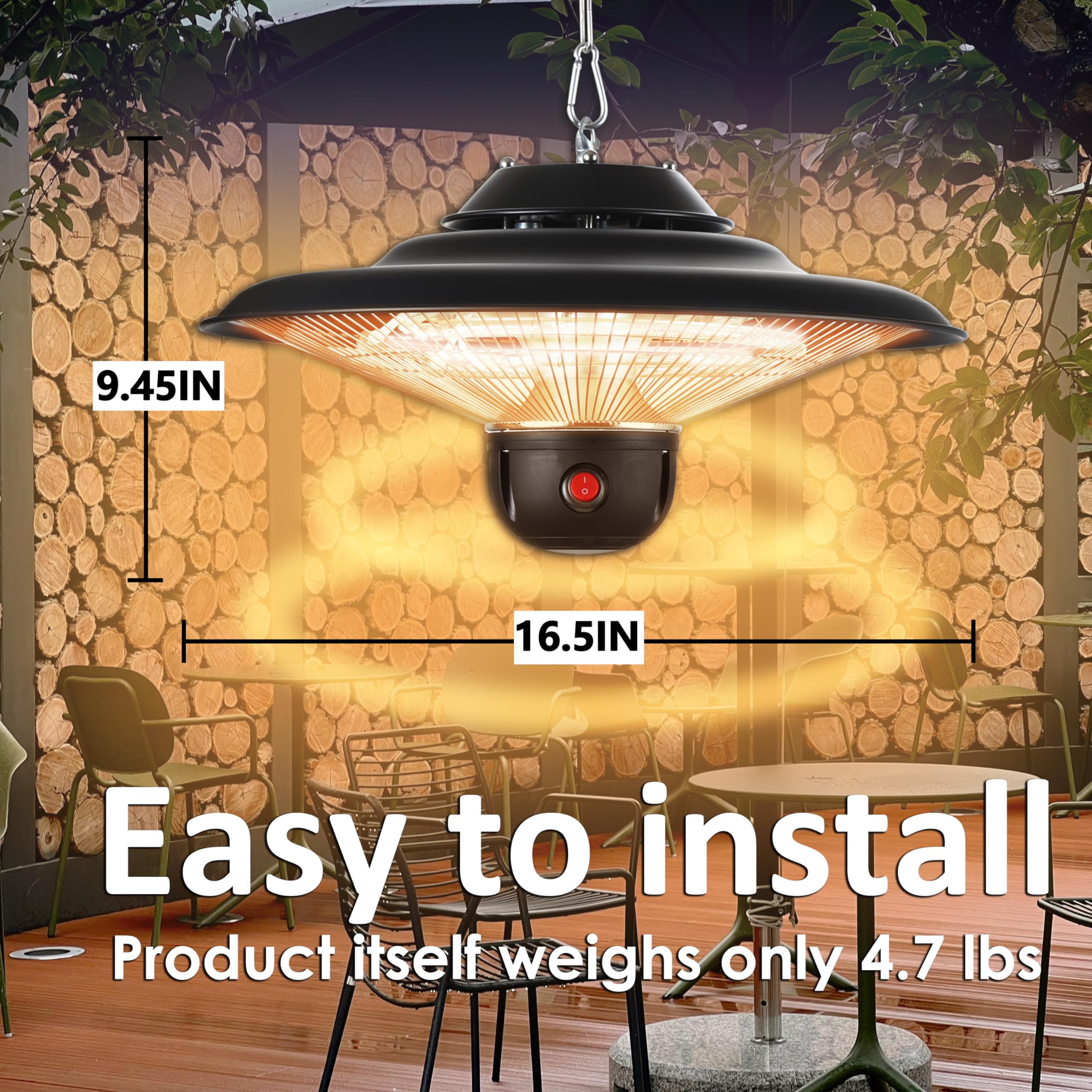 DONYER POWER 1500W Ceiling Mounted Patio Heater for Indoor & Outdoor Use - Perfect for Decks, Garages, and Restaurants