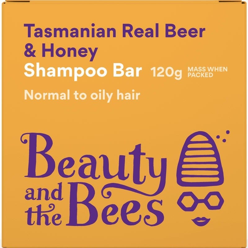 Beauty & the Bees Natural Beer & Honey Shampoo Bar 120g with Ginger, Cinnamon & Nutmeg - Sulfate-Free Vegan Hair Care for Dry Scalp & Damaged Hair | Eco-Friendly Bath & Travel Essential