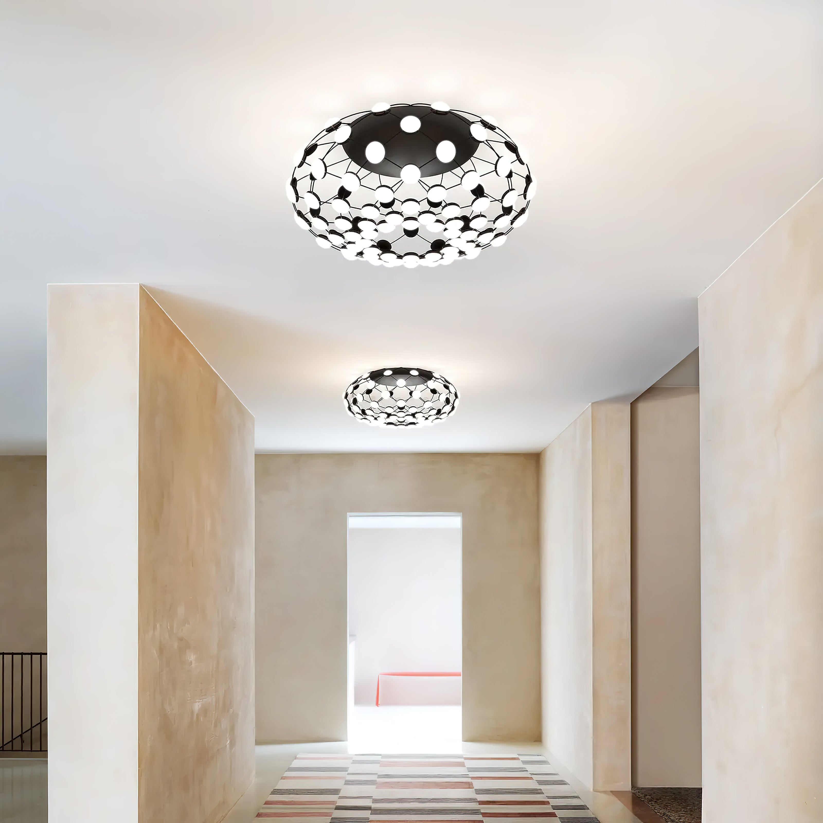 Modern Black and White Mesh Ceiling Lamp - Stylish Pendant Light for Living Room, Bedroom, Dining Room & Office Decor