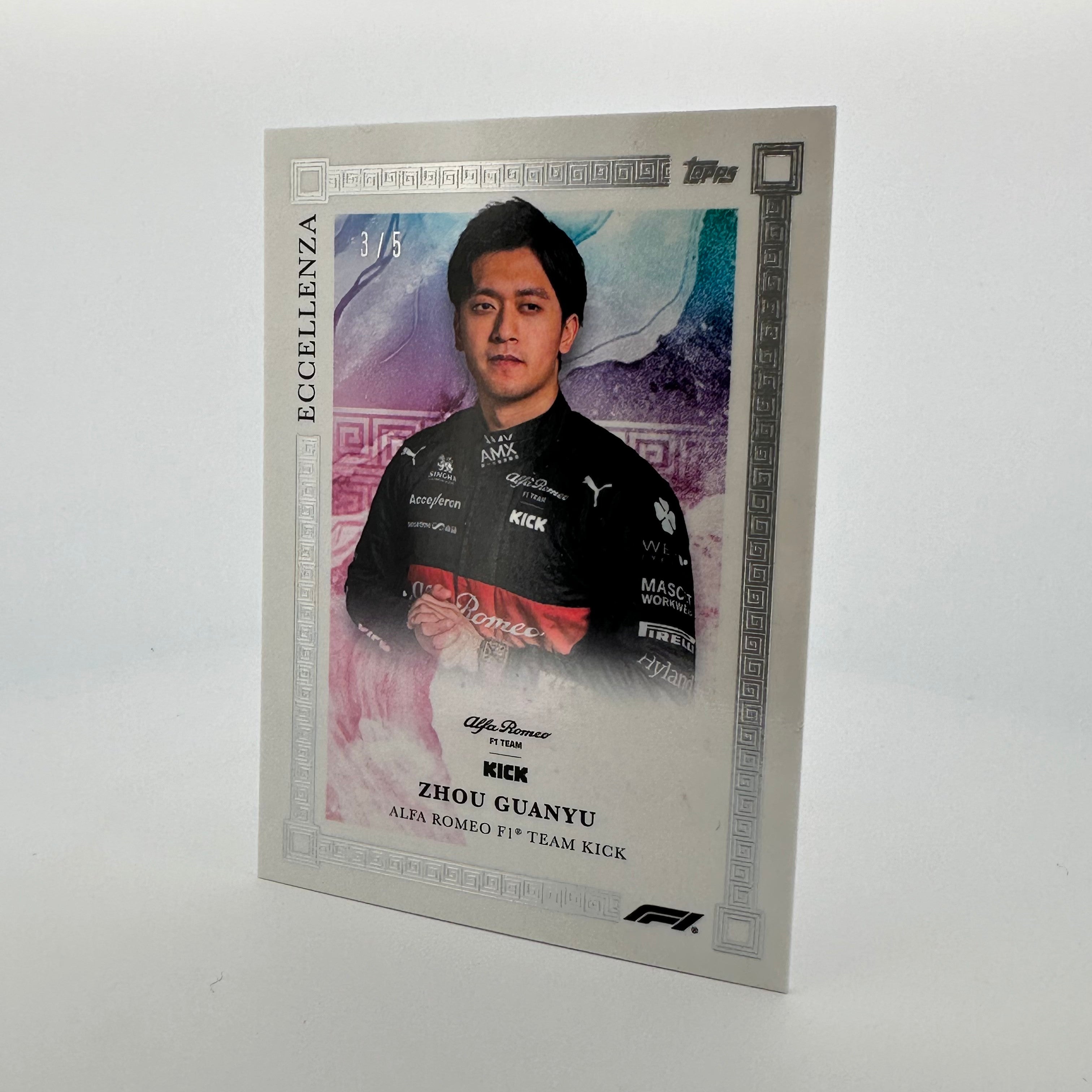 2023 Zhou Guanyu 3/5 Rainbow Eccellenza F1 Racing Collectible - Perfect for F1 Fans, Sports Memorabilia Collectors, and Home/Office Display
