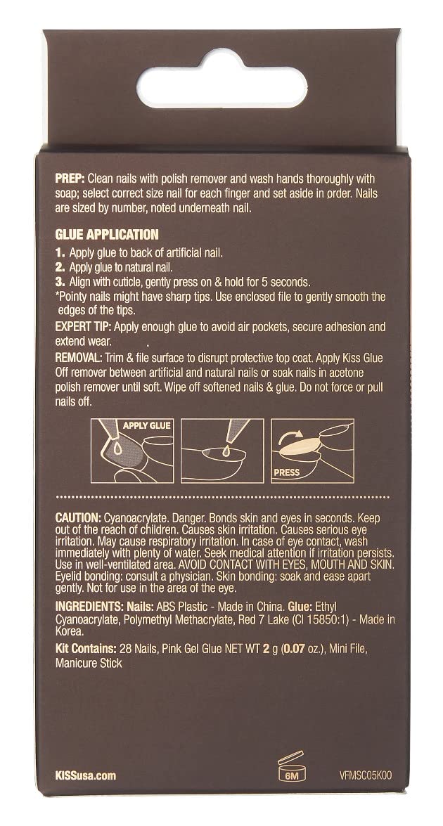 Kiss Velour Fantasy Press-On Nails - 28 Count Medium Silver (Pack of 2) | Easy Fake Nails for Women | Perfect for Parties, Weddings & Special Occasions
