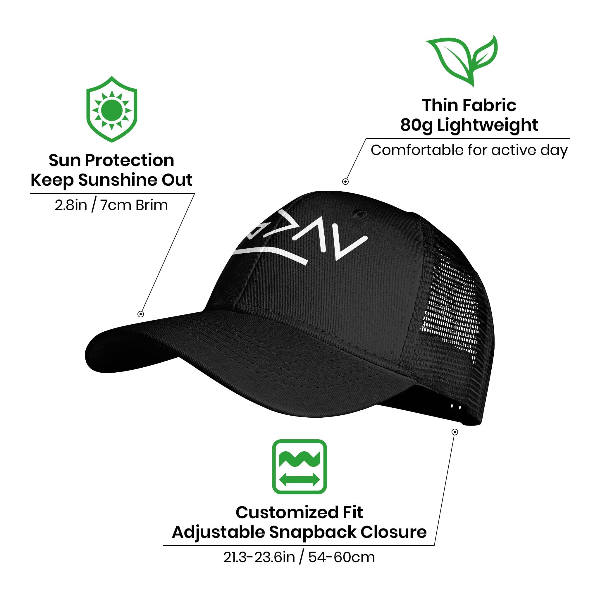 Colorado Rafting & Kayaking Adjustable Cotton Baseball Cap - Breathable Mesh Trucker Hat for Golf, Fishing & Outdoor Adventures (Black)