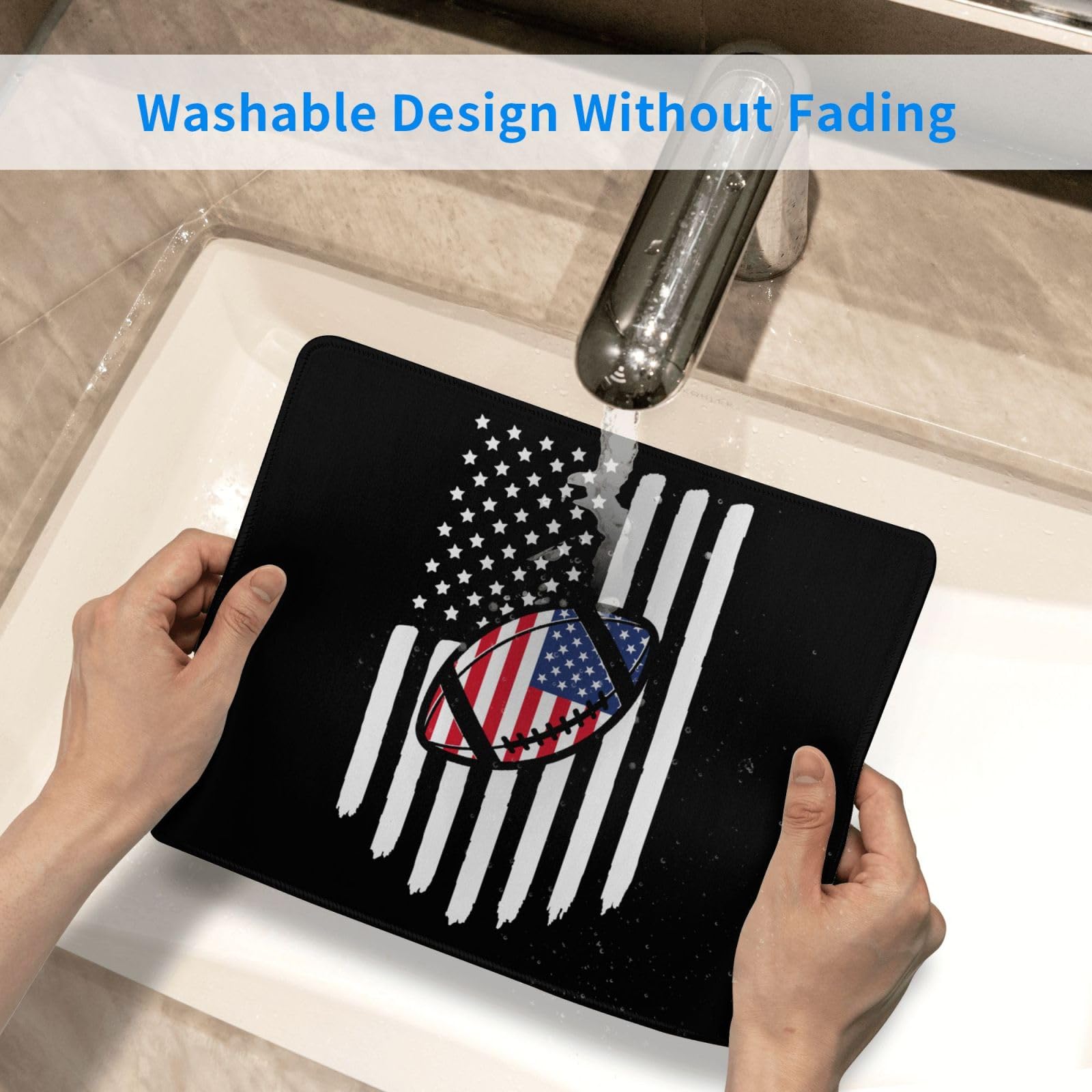 SIYTUAU USA Flag American Football Mouse Pad - Waterproof, Non-Slip Rubber Gaming Mousepad (10x12 inches) for Office, Laptop & PC - Perfect for Sports Fans & Gamers