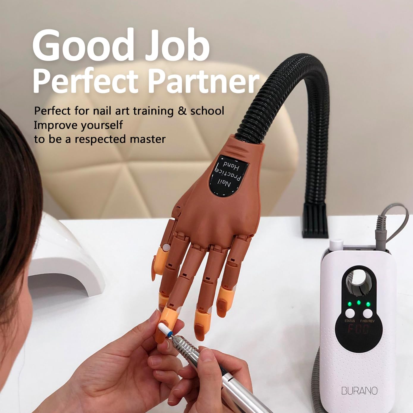BURANO Rechargeable 35000RPM Electric Nail Drill - Professional Cordless Nail File with 10-Hour Battery Life for Acrylic Nails & Gel Polish - Portable Manicure Pedicure Kit for Salon & Home Use