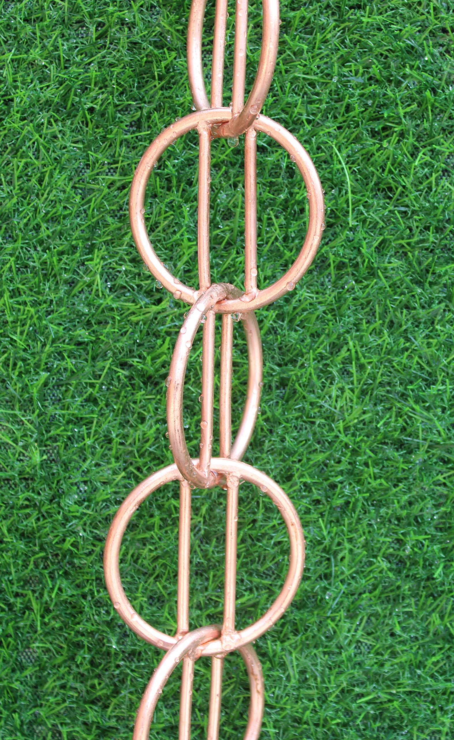 KAM Home Direct Modern Loop Rain Chain - 8.5 Feet Pure Copper Gutter Downspout Replacement with Brass Bolt Adapter | Outdoor Water Drainage Solution for Gardens, Patios & Home Decor