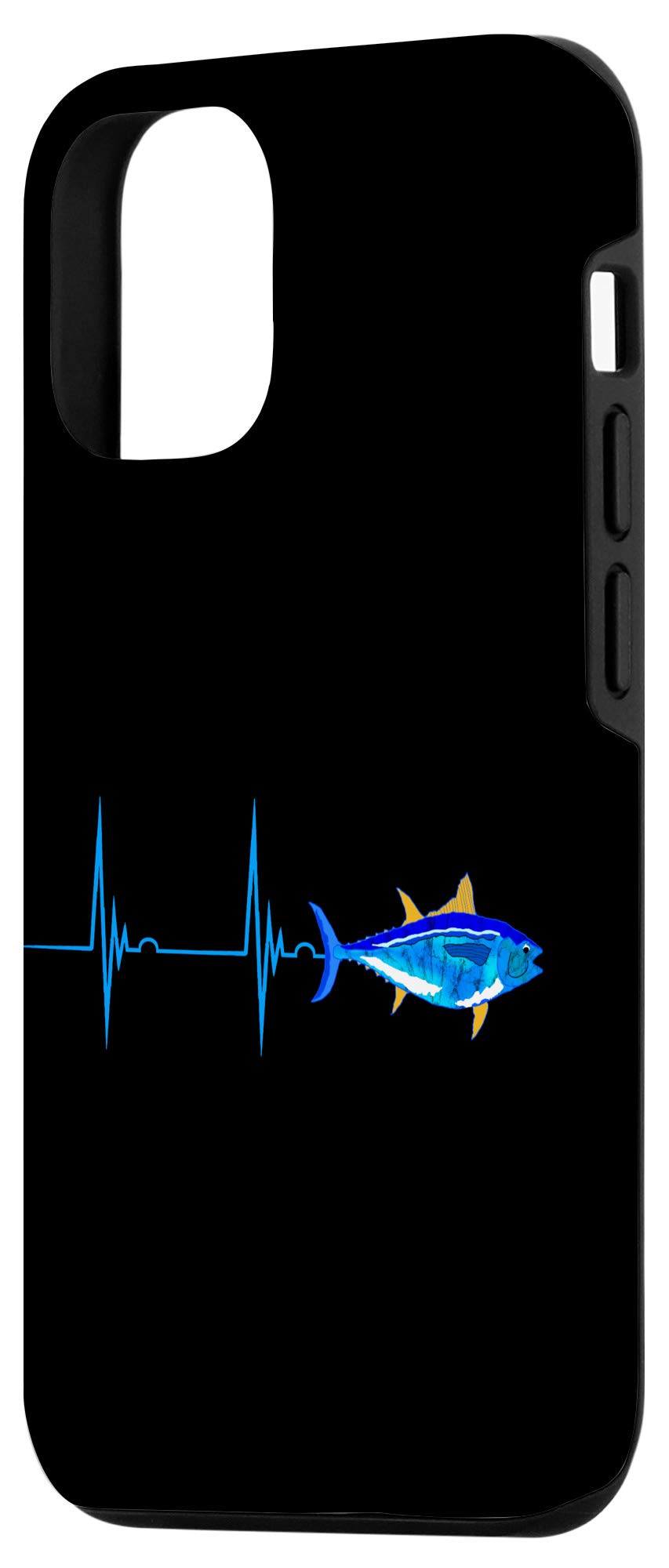 iPhone 12/12 Pro Bluefin Tuna Heartbeat EKG Pulse Line Waterproof Phone Case - Rugged Protective Cover for Deep Sea Fishing, Swimming & Outdoor Adventures