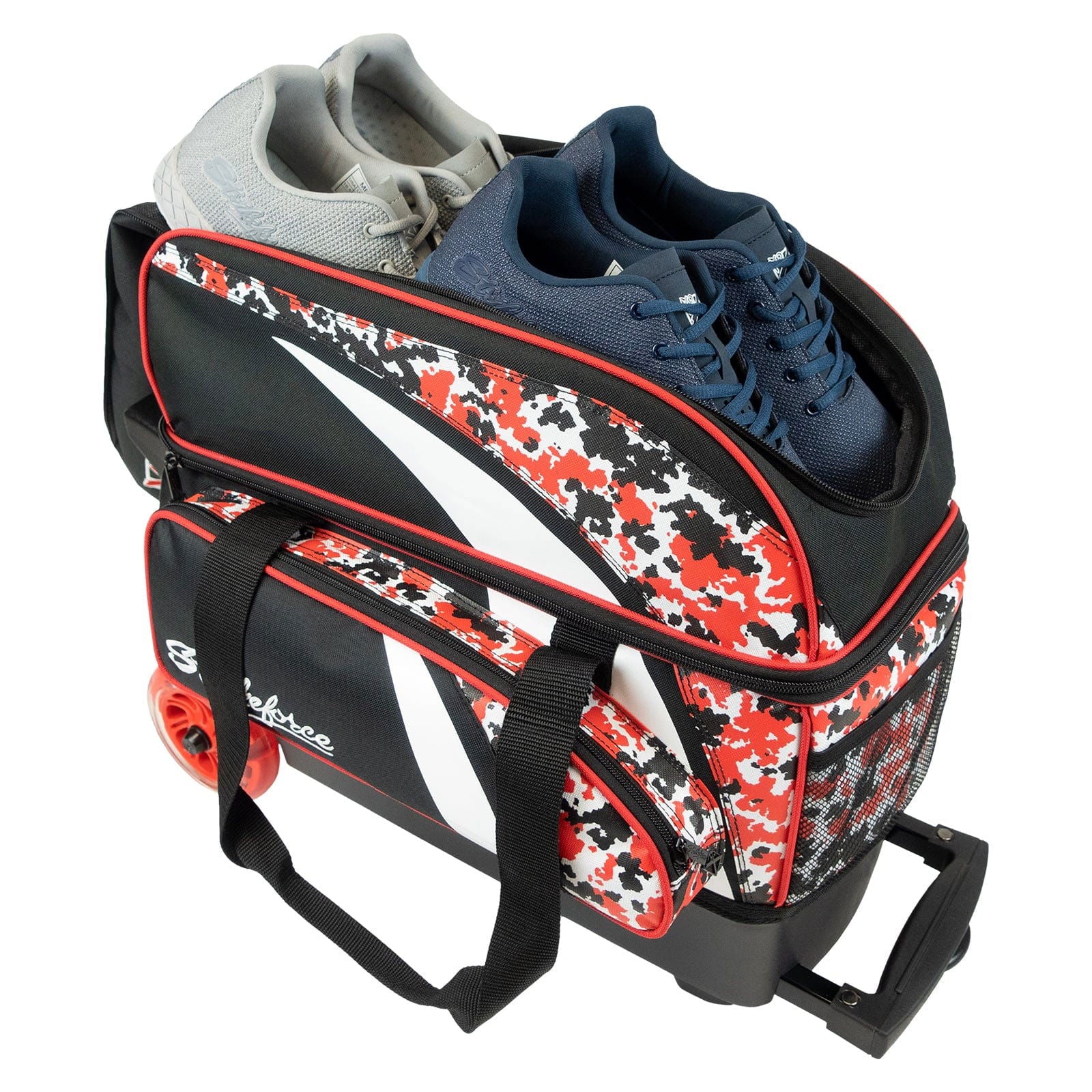 KR Strikeforce Cruiser Smooth Double Roller Bowling Bag - Red/Camo Design for Easy Transport | Perfect for League Play, Tournaments & Practice Sessions
