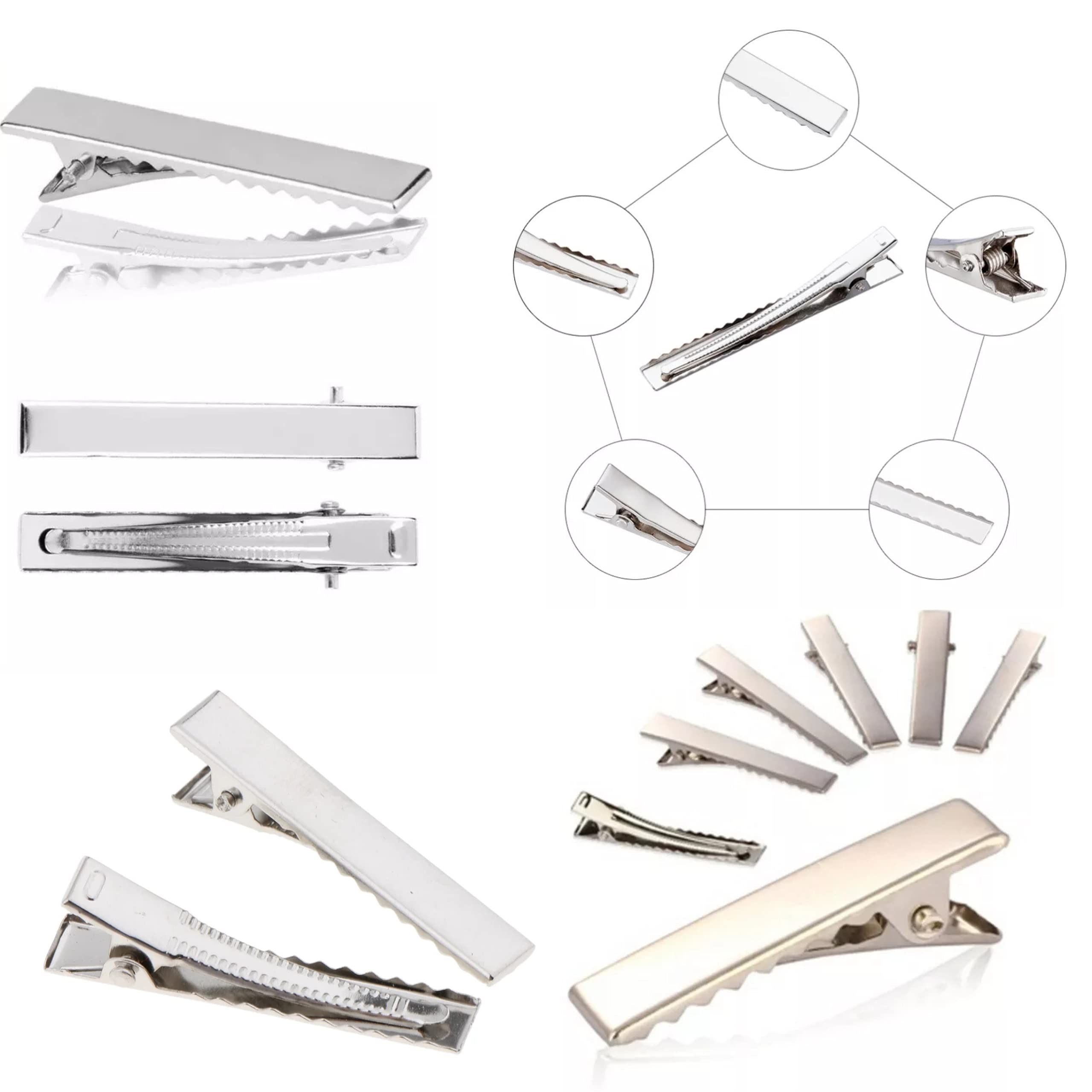 RAWAT® 50-Pack Alligator Hair Clips - Silver Metal Single Prong Duckbill Pins (4.5cm/45mm) for DIY Hair Bows, Flower Accessories - Perfect for Kids, Girls, Babies & Women - Great for Crafting, Bridal Hair, Baby Showers & Party Decorations