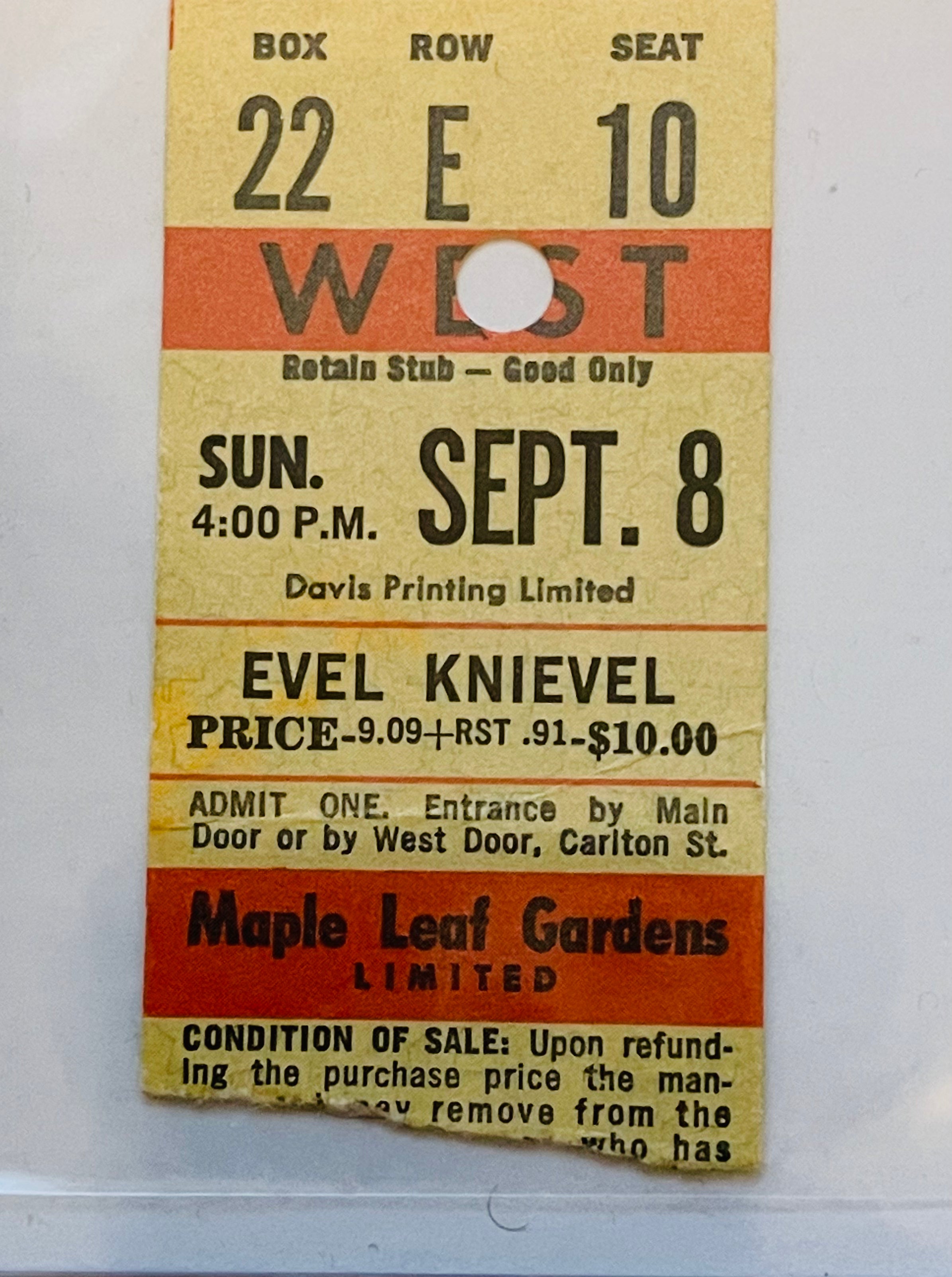 Rare Original Evel Knievel Event Ticket from 1990s - Vintage Collectible Memorabilia for Motorcycle Fans and Sports Enthusiasts - Perfect for Framing, Display, or Gift Giving