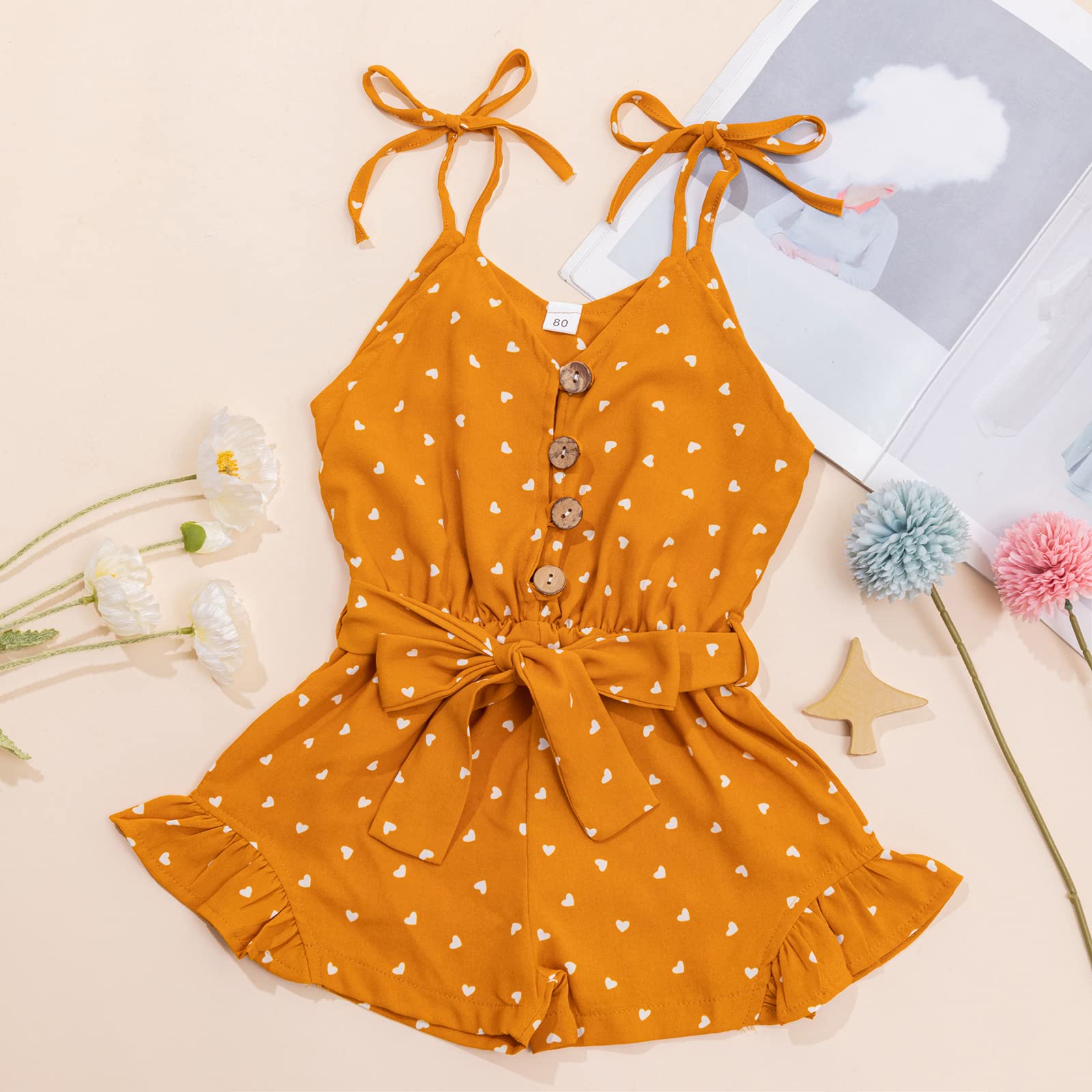 Toddler Girl Summer Romper - Sleeveless Halter Jumpsuit with Adjustable Straps | Casual Baby One-Piece Outfit for Playdates, Beach & Outdoor Activities