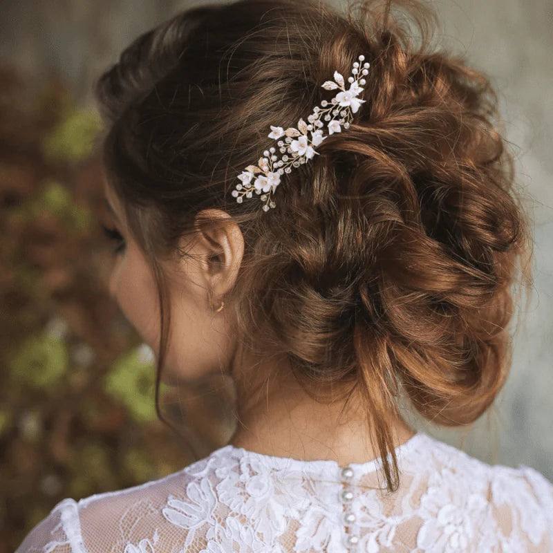 Elegant Gold Bridal Hair Pins with Sparkling Crystals & Pearls - Wedding Hair Accessories for Brides, Bridesmaids & Special Occasions