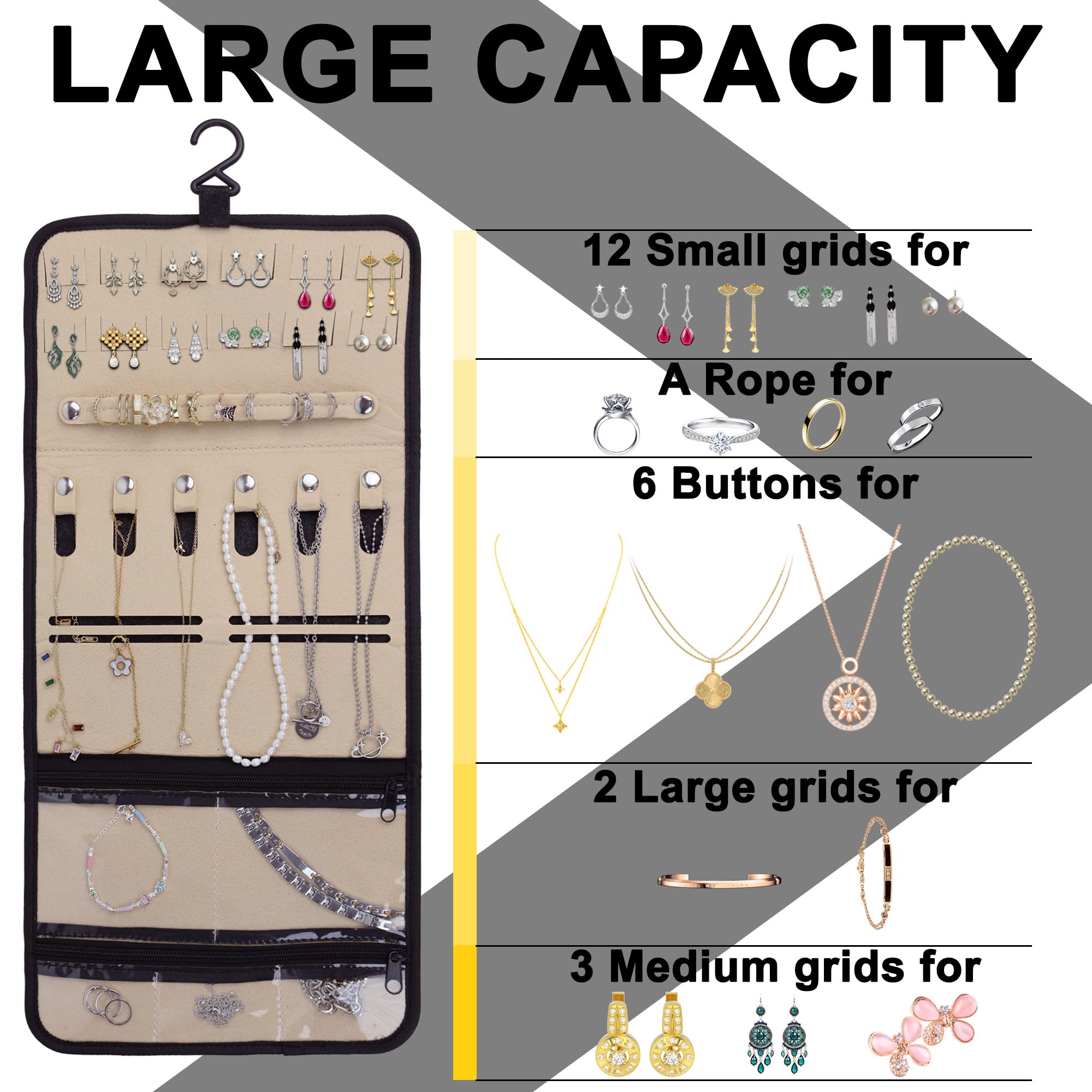 Portable Nonwoven Jewelry Organizer Travel Case for Rings, Earrings & Necklaces - Stylish Clutch Pouch & Envelope Storage Bag - Perfect Gift for Women & Girls - Ideal for Travel, Home Storage & Daily Use