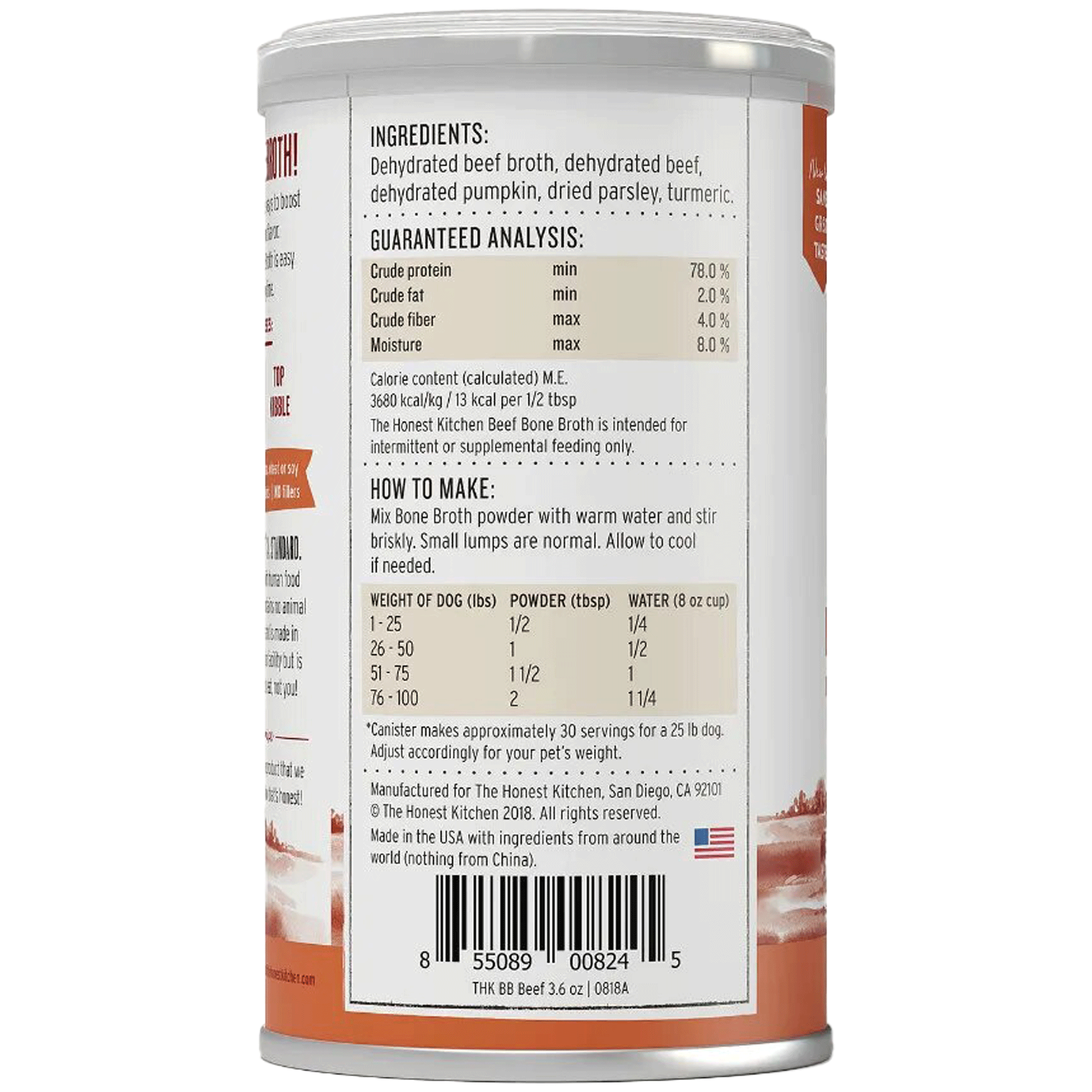 Honest Kitchen Bone Broth Beef Dog Supplements - High Protein Digestive Support for Dogs - Perfect for Senior Dogs & Post-Surgery Recovery