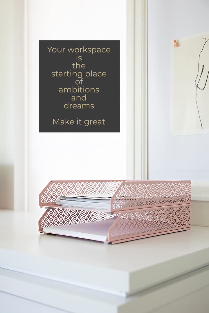 Blu Monaco Pink Metal Stackable Desk Organizer - 2-Tier Paper Tray Set for Office, Home & School - Perfect for Letters, Files & Stationery Storage (Set of 2)