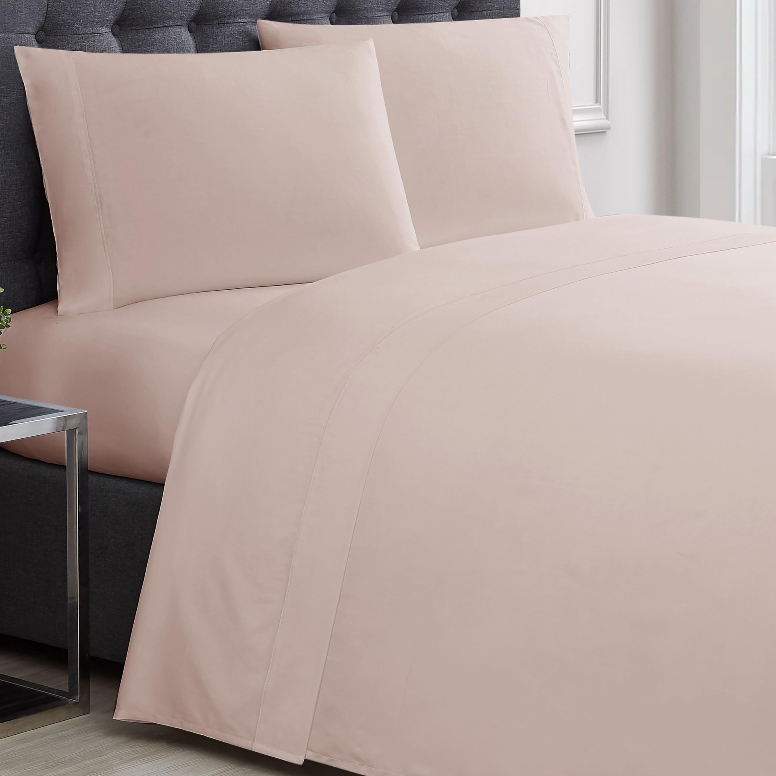 Charisma 310TC Sateen Blush California King 4-Piece Sheet Set - Ultra Soft Luxury Bedding for Master Bedroom & Guest Room