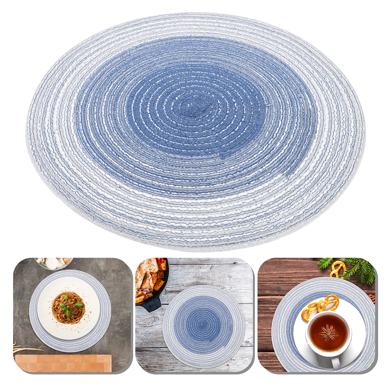 4-Pack Hemoton Woven Cotton Placemats - Heat-Resistant Round Table Mats for Dining, Coasters for Drinks, Hot Pan Holders | Perfect for Kitchen, Coffee Table, and Home Decor