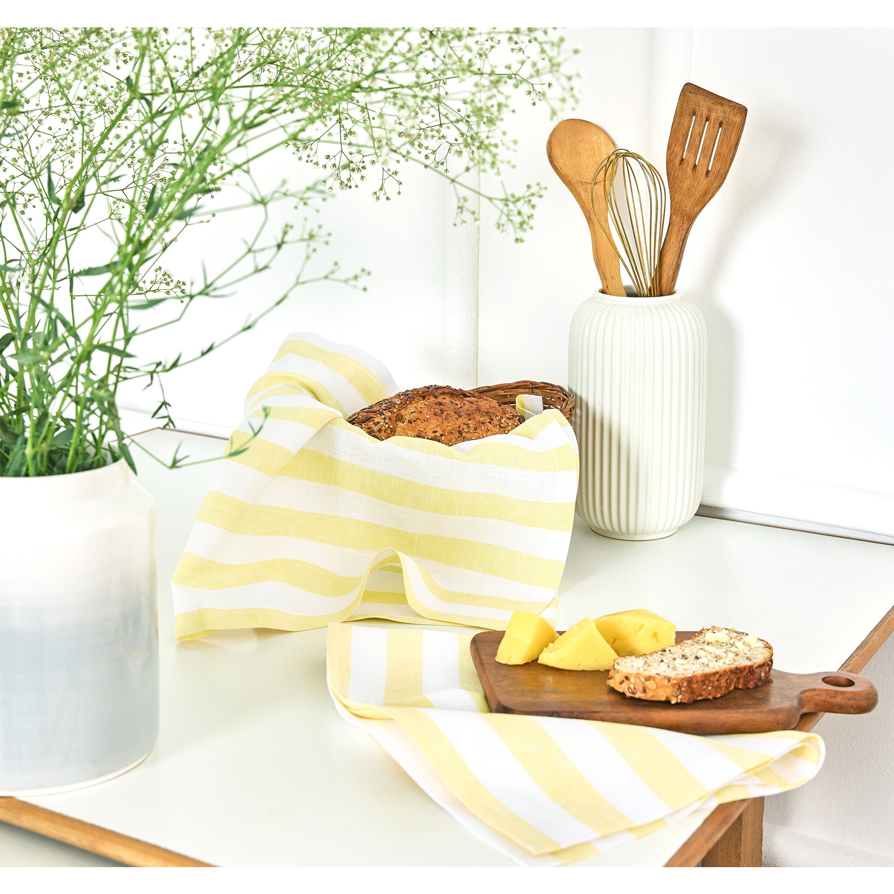 Sorrento Stripe Cotton Kitchen Towels Set of 2 - Absorbent Dish Towels for Drying Dishes, Cleaning Countertops - Perfect for Kitchen, Restaurant & Home Use