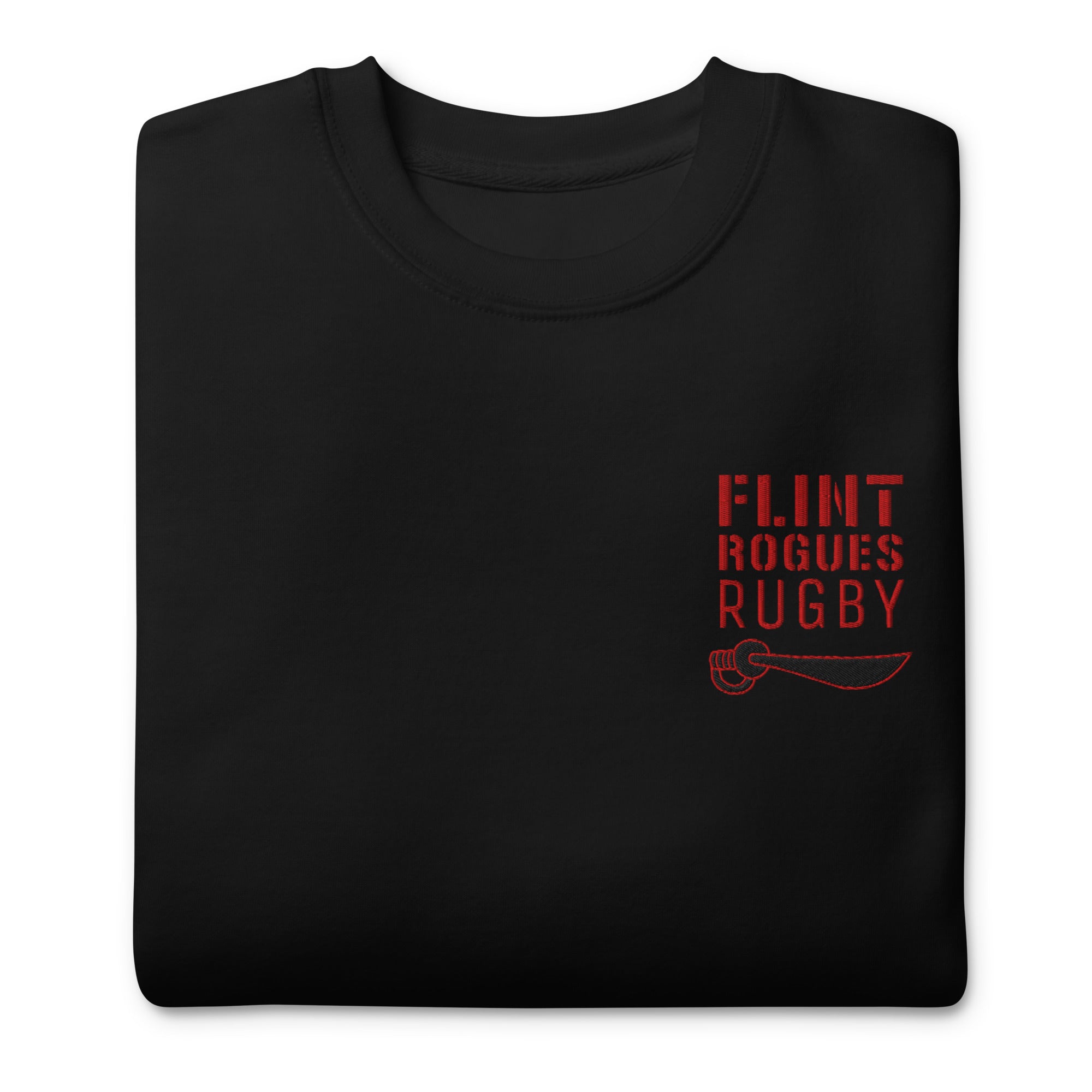 Flint Rogues RFC Embroidered Crewneck Sweatshirt - Men's Casual Pullover for Streetwear & Everyday Comfort | Perfect for Gym, Lounge & Outdoor Activities