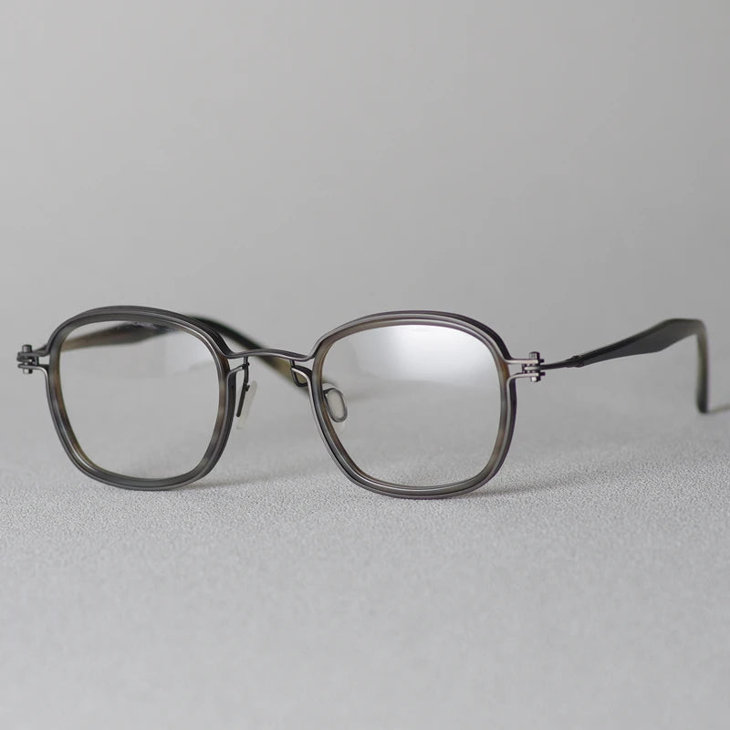 Aimee Men's Full Rim Square Titanium Acetate Eyeglasses 5863 - Lightweight Durable Frame for Work, Reading & Everyday Use