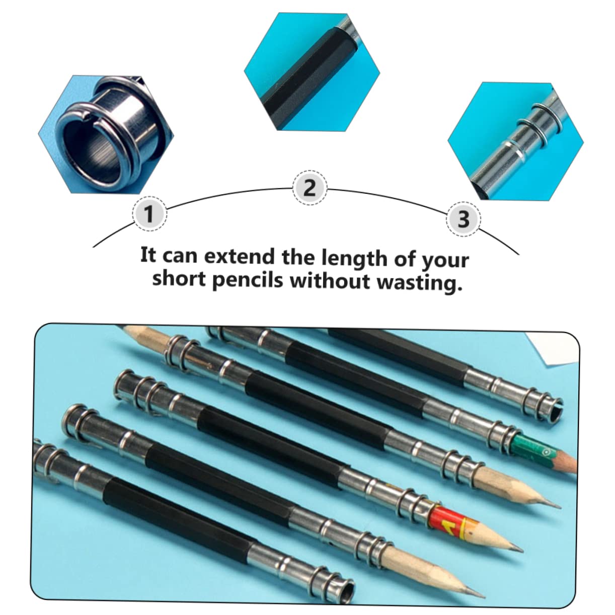 SEWACC 45 Pcs Pencil Extender & Cap Holder - Wooden Pencil Length Extender for Kids, Artists & Students - Perfect for School, Office & Art Projects