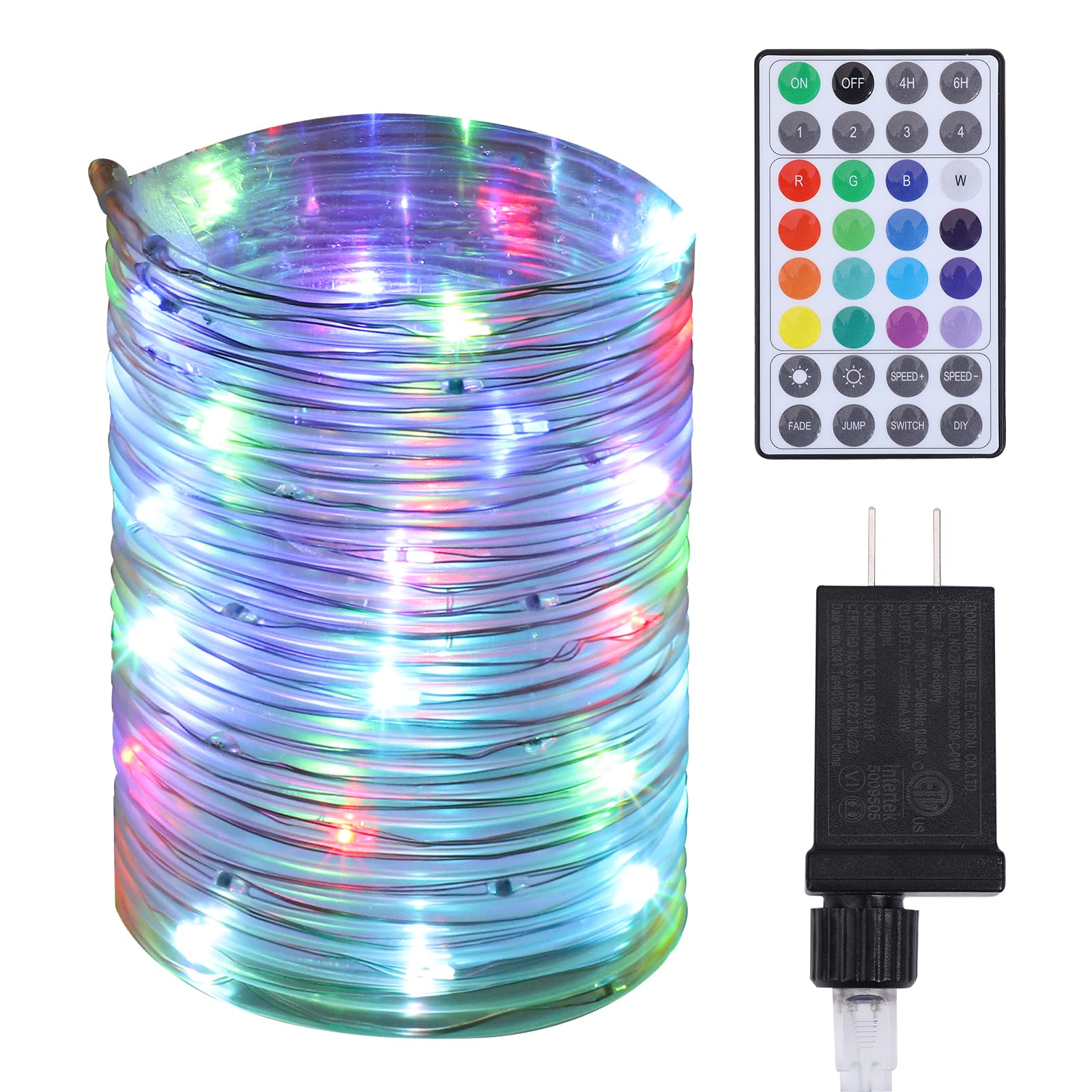 66FT 200 LED Waterproof IP68 Outdoor Rope Lights with Remote - Fairy String Lights Plug in for Bedroom, Wedding, Christmas Party & Garden Decor - Multi Mode Mains Powered Decorative Lighting