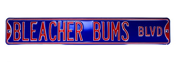 Chicago Cubs Bleacher Bums Blvd Officially Licensed Authentic 36x6 Inch Steel MLB Street Sign - Blue & Red Baseball Decor for Man Cave, Sports Bar & Game Room