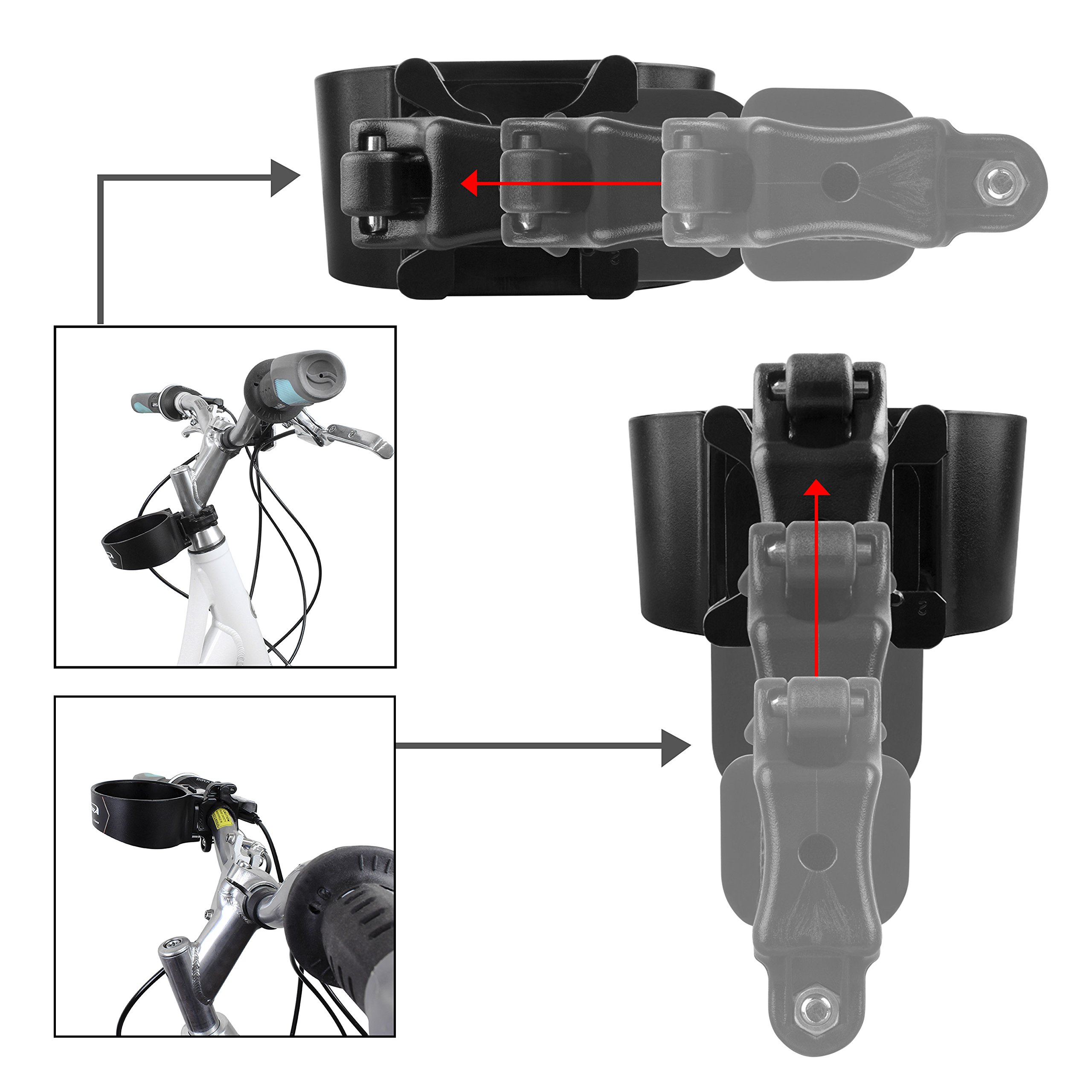 Ibera Bike Handlebar Cup Holder - Black Adjustable Water Bottle Mount for Road Bikes & Commuter Bicycles - Perfect for Cycling, Hiking & Outdoor Adventures