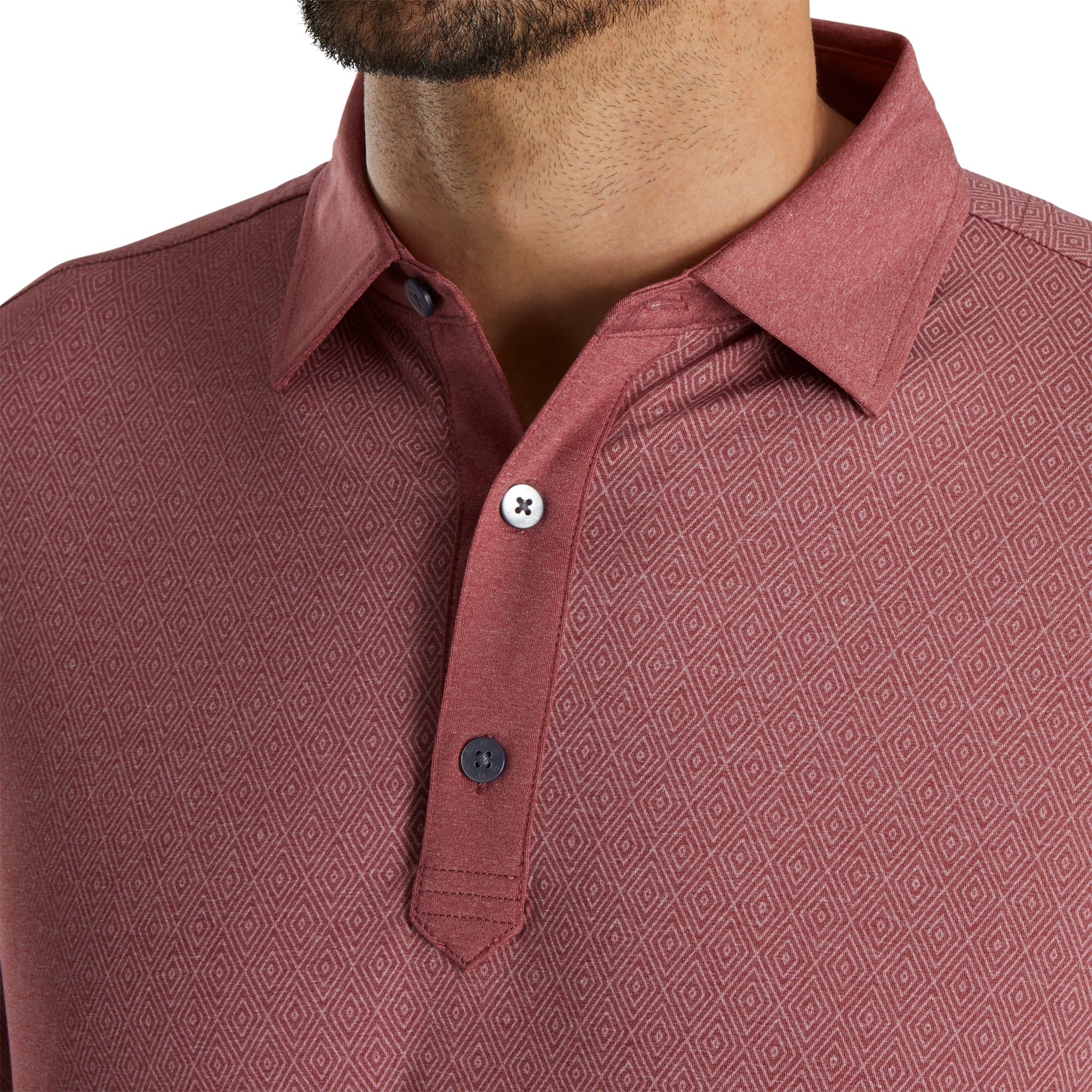 FootJoy Diamond Line Print Lisle Merlot Men's Golf Polo Shirt - Moisture-Wicking & Breathable for Comfort on the Golf Course