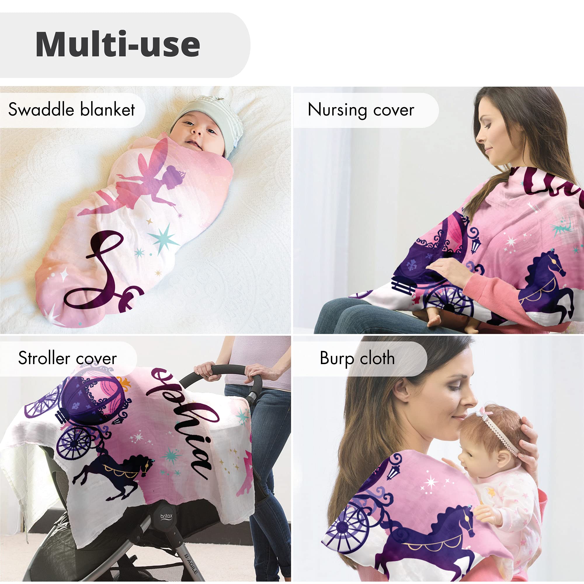 Personalized Halloween Baby Blankets with Name - Custom My First Halloween Gift Set for Girls (Matching Bib & Onesie) - Soft Lightweight Baby Shower Blanket - Fairy Sunset Design - Perfect for Halloween Photos, Newborn Gifts & Nursery Decor