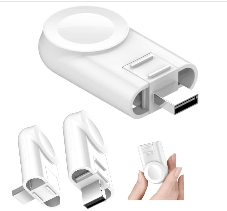 Adjustable Apple Watch Charger - Compatible with All iWatch Series, Rotating USB A Connector for Travel, Office, Home & Car Use | Perfect for Charging on the Go, at Work or While Driving
