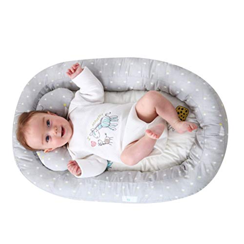 AIPINQI Portable Baby Bassinet for Bed - Soft Cotton Breathable Newborn Lounger & Toddler Seat for Tummy Time | Travel-Friendly Infant Nest | Perfect Baby Shower Gift (Light Grey) - Ideal for Home, Nursery & On-the-Go Parenting